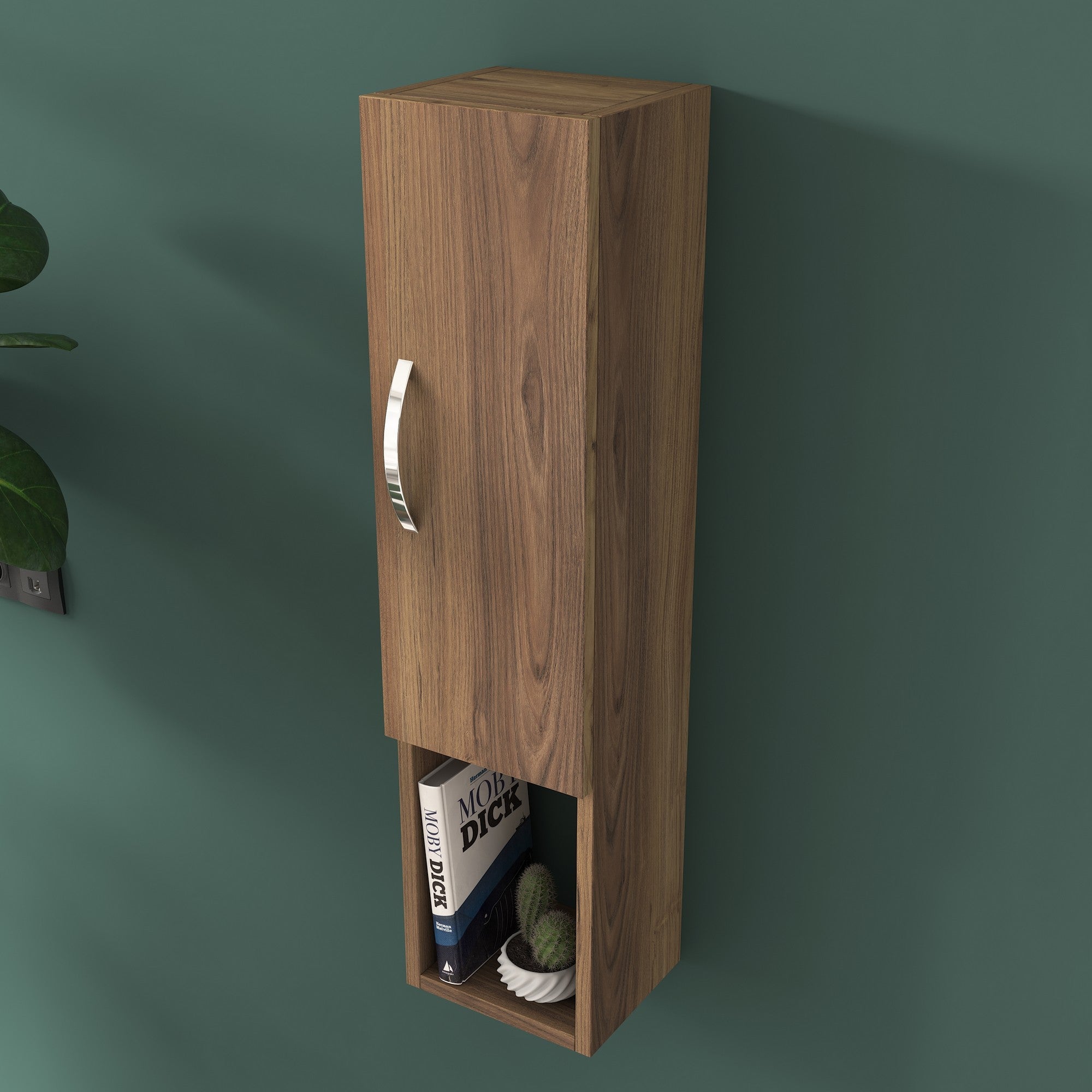 Armário de parede – 22,1 x 90 x 18,5 cm – Nogueira – Painel de partículas revestido a melamina