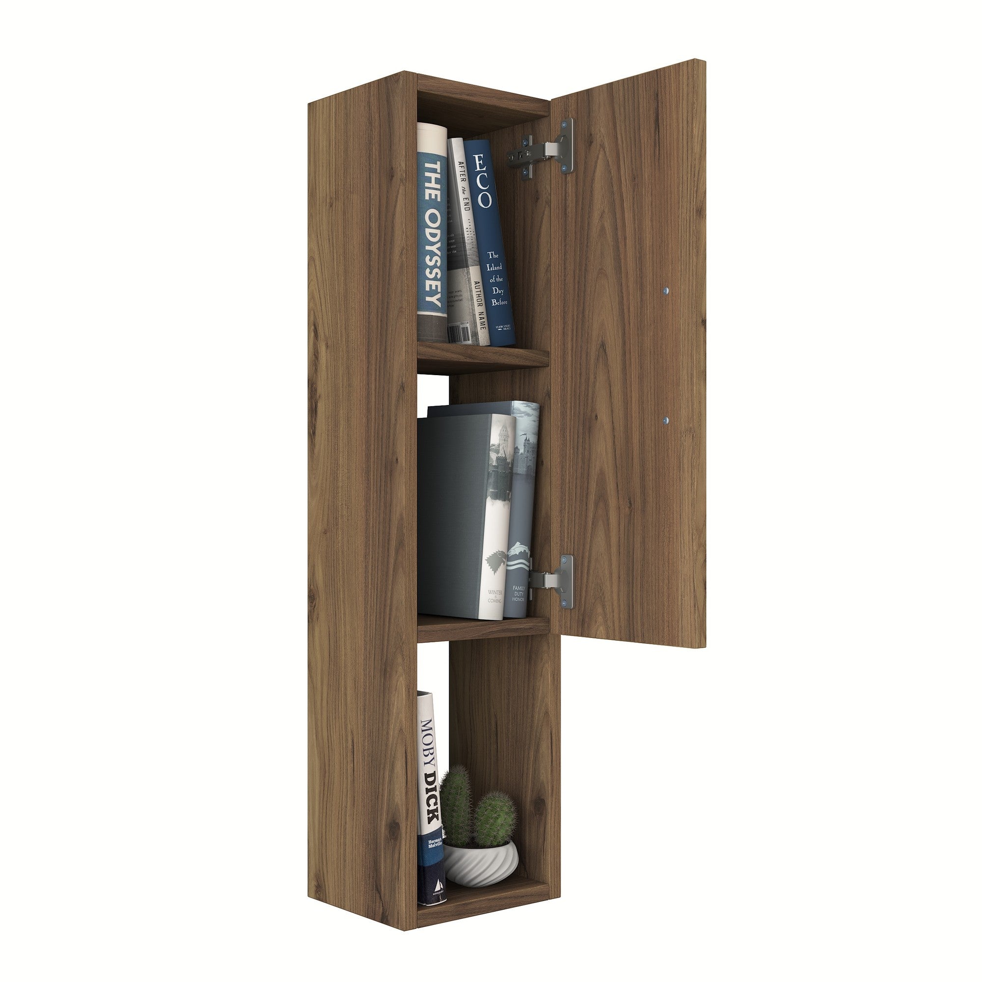 Armário de parede – 22,1 x 90 x 18,5 cm – Nogueira – Painel de partículas revestido a melamina