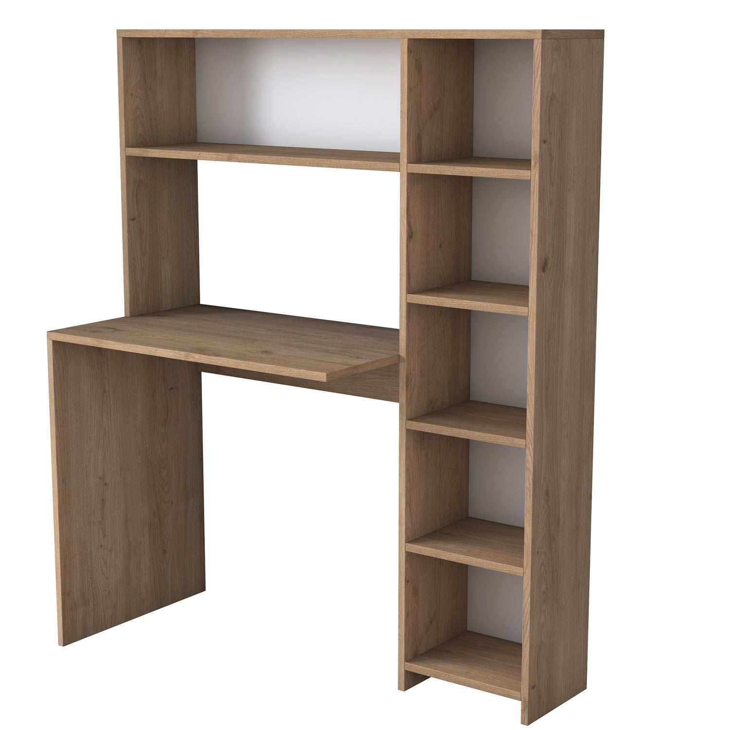 Secretária de Estudo com Estante – 113,2 x 141,8 x 40 cm – Carvalho – Painéis de partículas revestidos a melamina