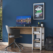 Secretária de Estudo – 120 cm x 73,8 cm x 45 cm – Nogueira e Branco – Aglomerado com Melamina