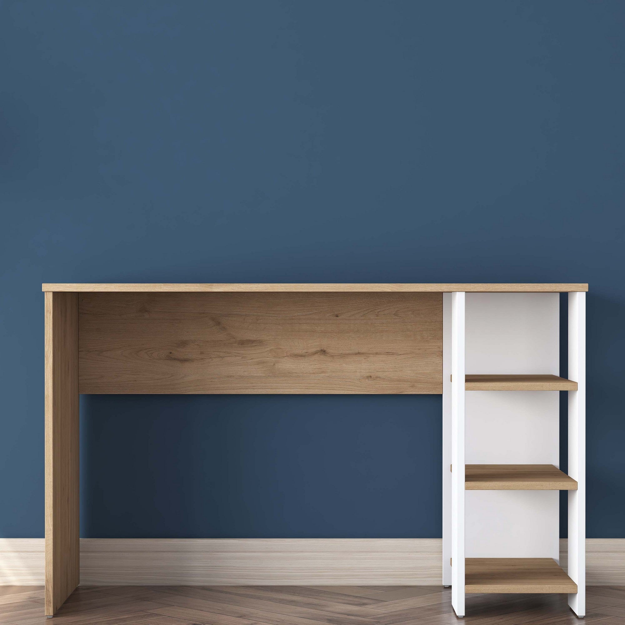 Secretária de Estudo – 120 cm x 73,8 cm x 45 cm – Nogueira e Branco – Aglomerado com Melamina