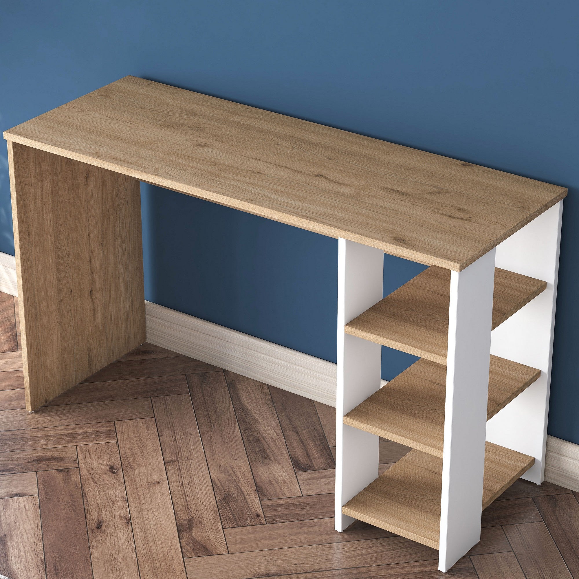 Secretária de Estudo – 120 cm x 73,8 cm x 45 cm – Nogueira e Branco – Aglomerado com Melamina