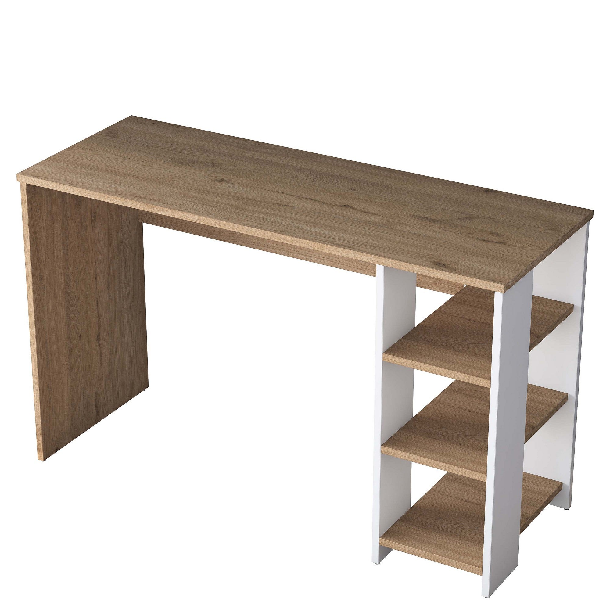 Secretária de Estudo – 120 cm x 73,8 cm x 45 cm – Nogueira e Branco – Aglomerado com Melamina