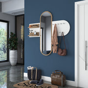 Suporte de Hall Moderno com Suporte de Parede, Branco e Nogueira, 125 x 120 x 12 cm | Aglomerado E1 100% Revestido com Melamina, 18 mm de Espessura | Armazenamento Multiuso e Cabide