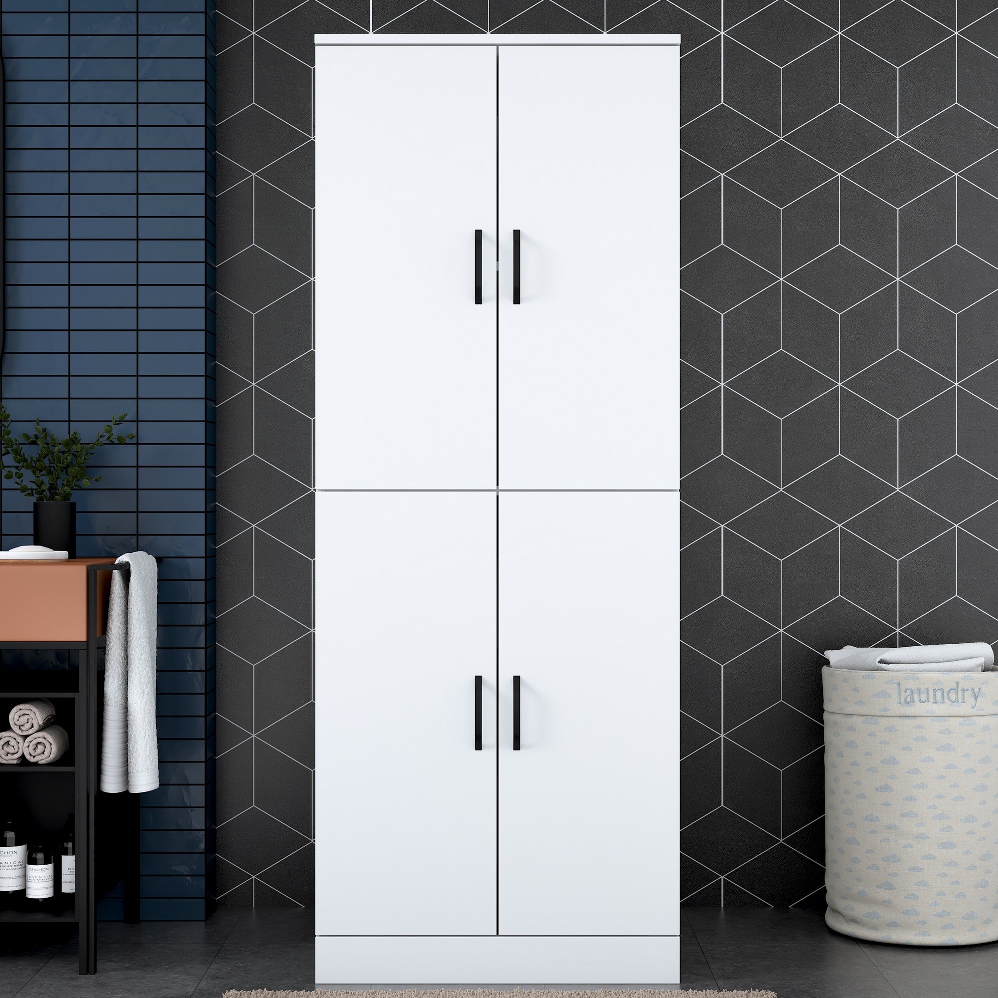 Armário para Máquina de Lavar – 70 cm x 181.8 cm x 72.5 cm – Branco – Aglomerado