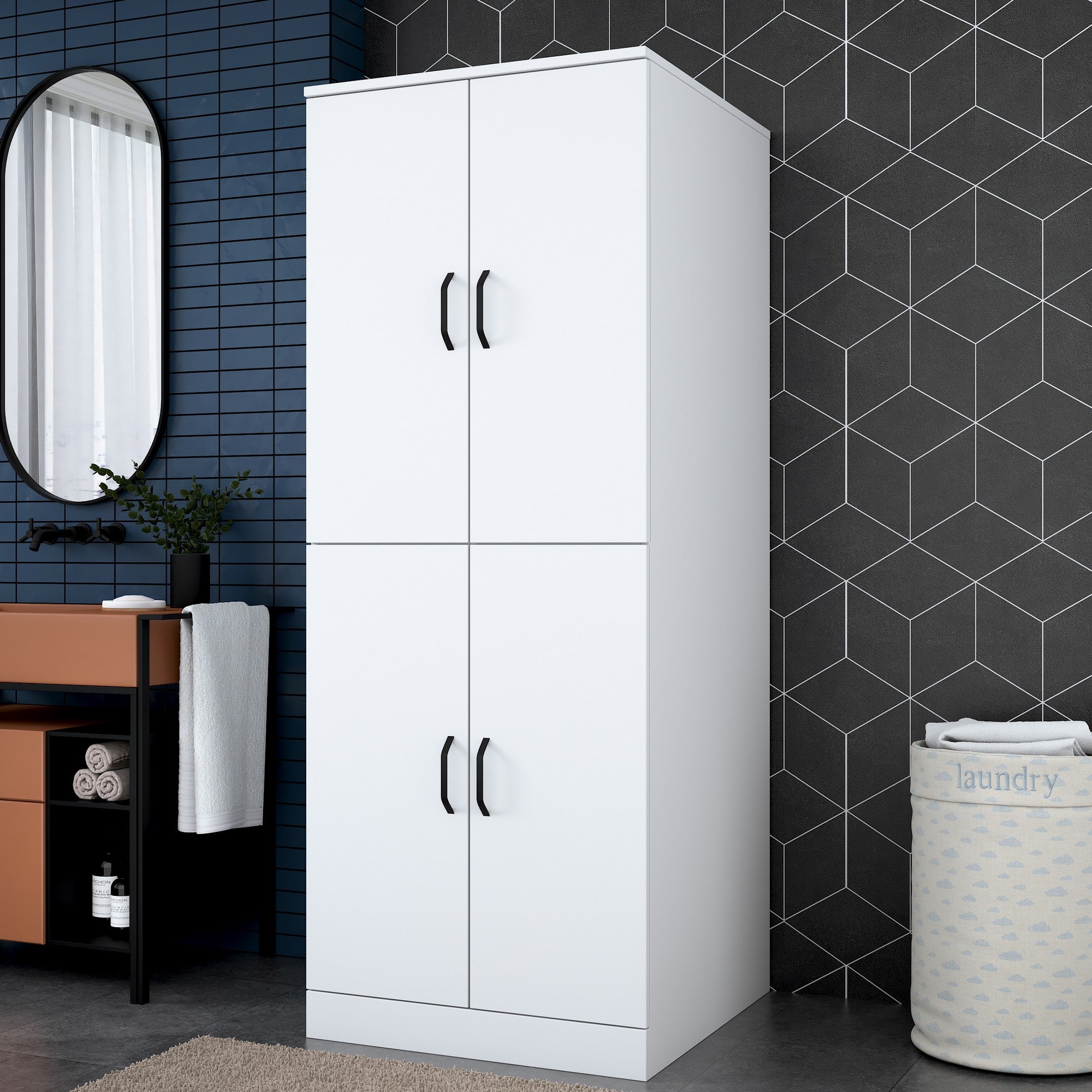 Armário para Máquina de Lavar – 70 cm x 181.8 cm x 72.5 cm – Branco – Aglomerado