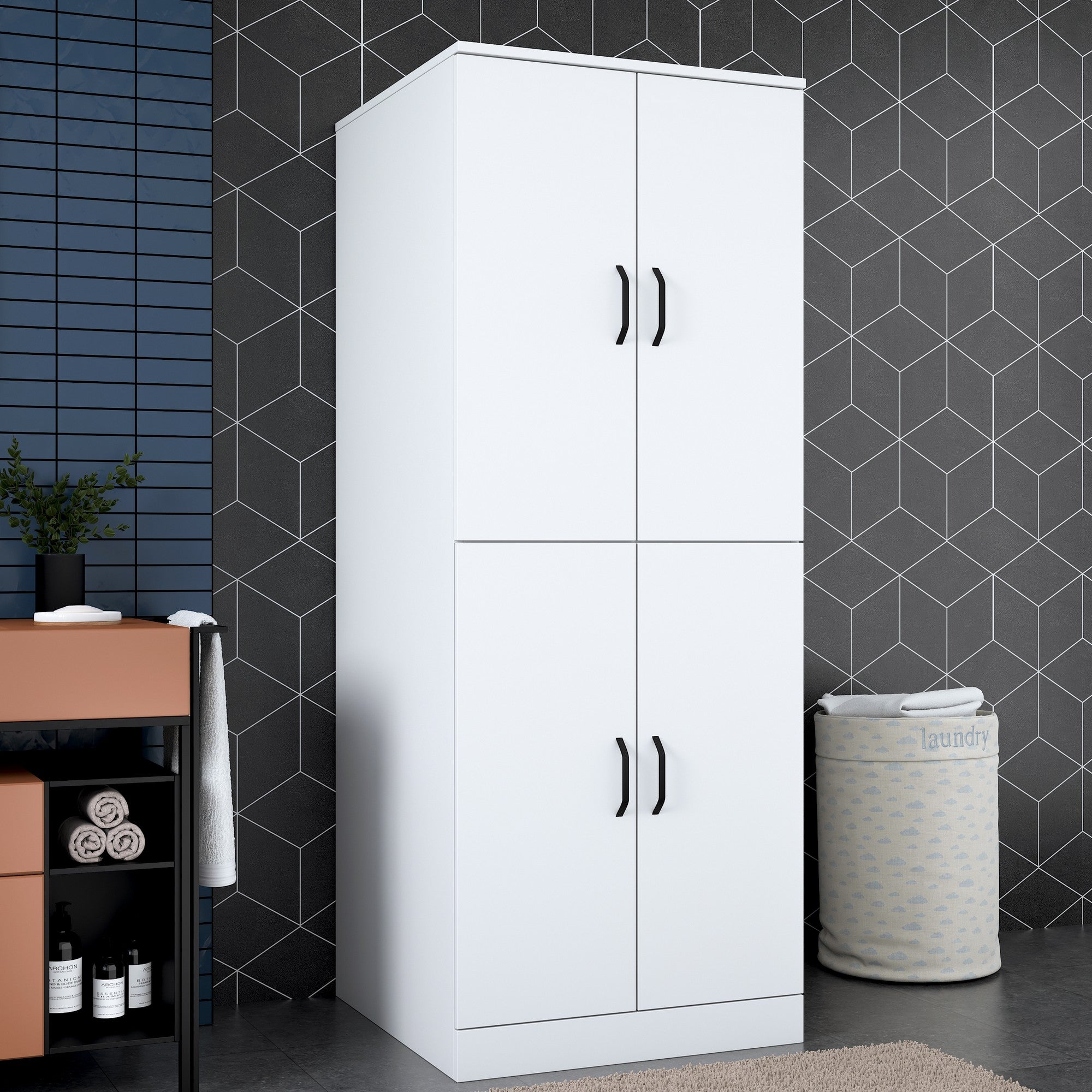 Armário para Máquina de Lavar – 70 cm x 181.8 cm x 72.5 cm – Branco – Aglomerado