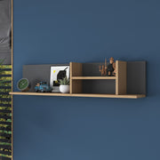 Prateleira de parede elegante, nogueira e antracite, 120 x 25 x 19,8 cm | Painel de partículas 100% revestido de melamina, 18 mm de espessura | Perfeito para decoração e armazenamento de casa moderna