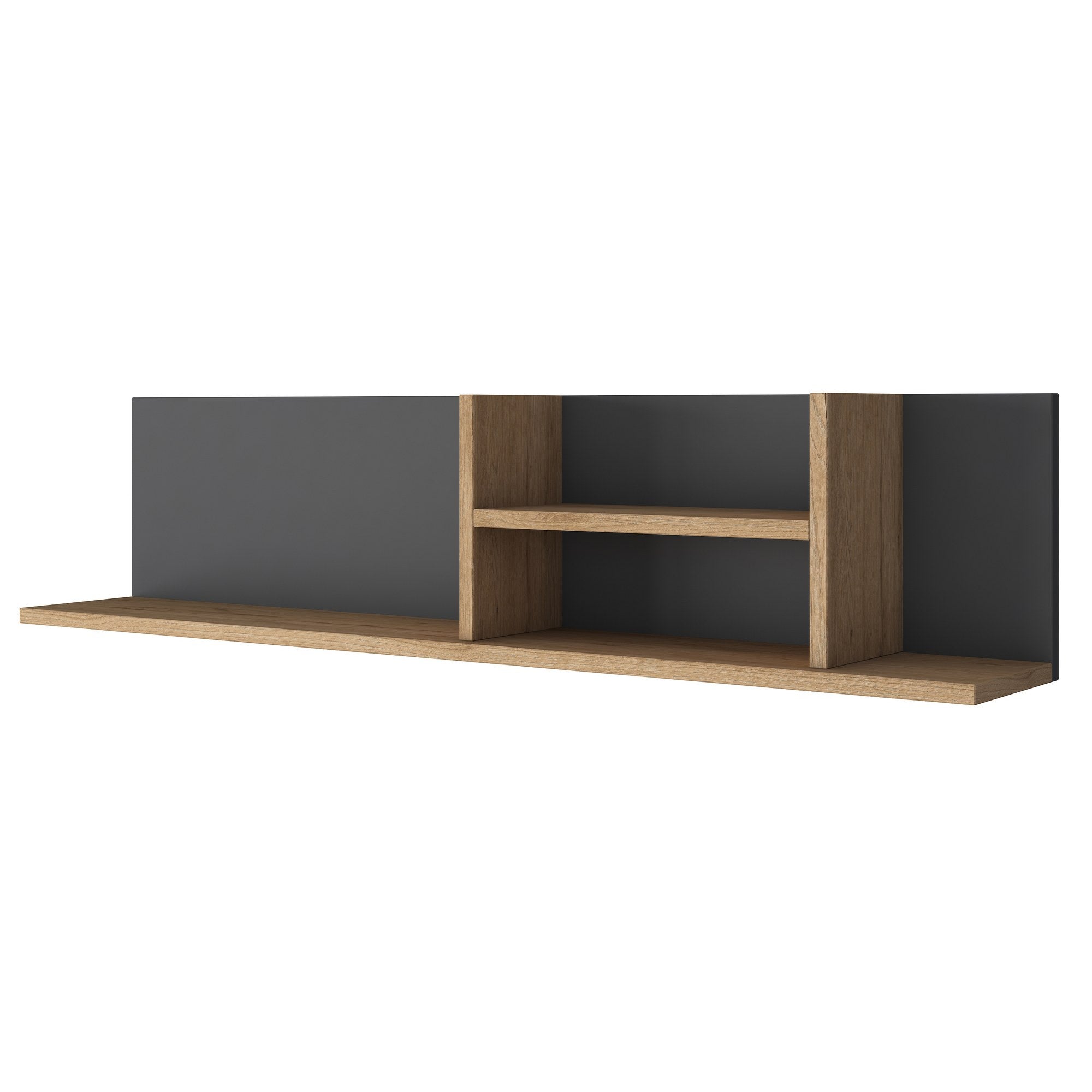 Prateleira de parede elegante, nogueira e antracite, 120 x 25 x 19,8 cm | Painel de partículas 100% revestido de melamina, 18 mm de espessura | Perfeito para decoração e armazenamento de casa moderna