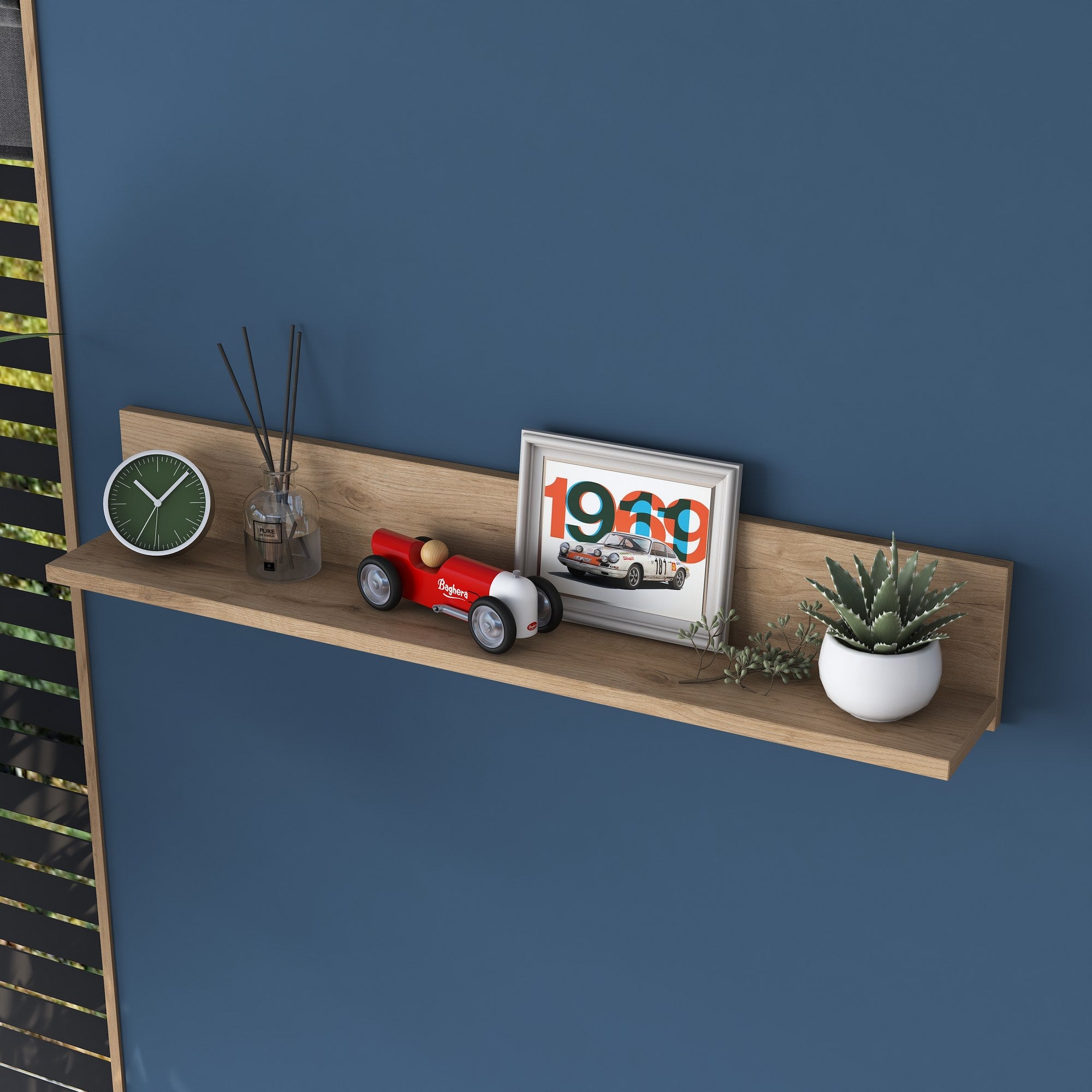 Prateleira de parede elegante em nogueira, 90 x 15 x 14,8 cm | Painel de partículas 100% revestido em melamina, 18 mm de espessura | Perfeito para decoração moderna e soluções de armazenamento