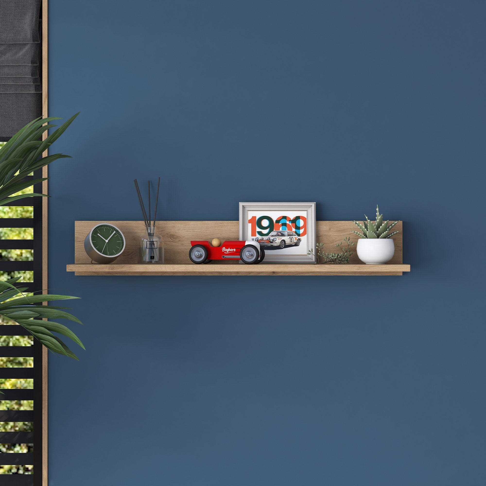 Prateleira de parede elegante em nogueira, 90 x 15 x 14,8 cm | Painel de partículas 100% revestido em melamina, 18 mm de espessura | Perfeito para decoração moderna e soluções de armazenamento