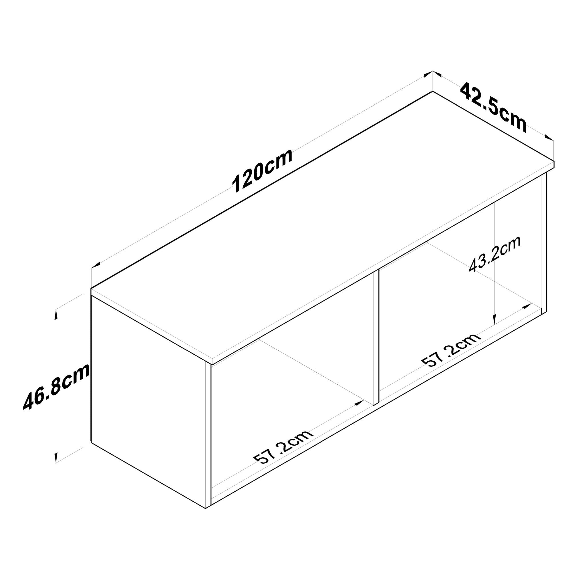 Armário multifuncional – 120 x 46,8 x 42,5 cm – nogueira e branco – painel de partículas revestido de melamina