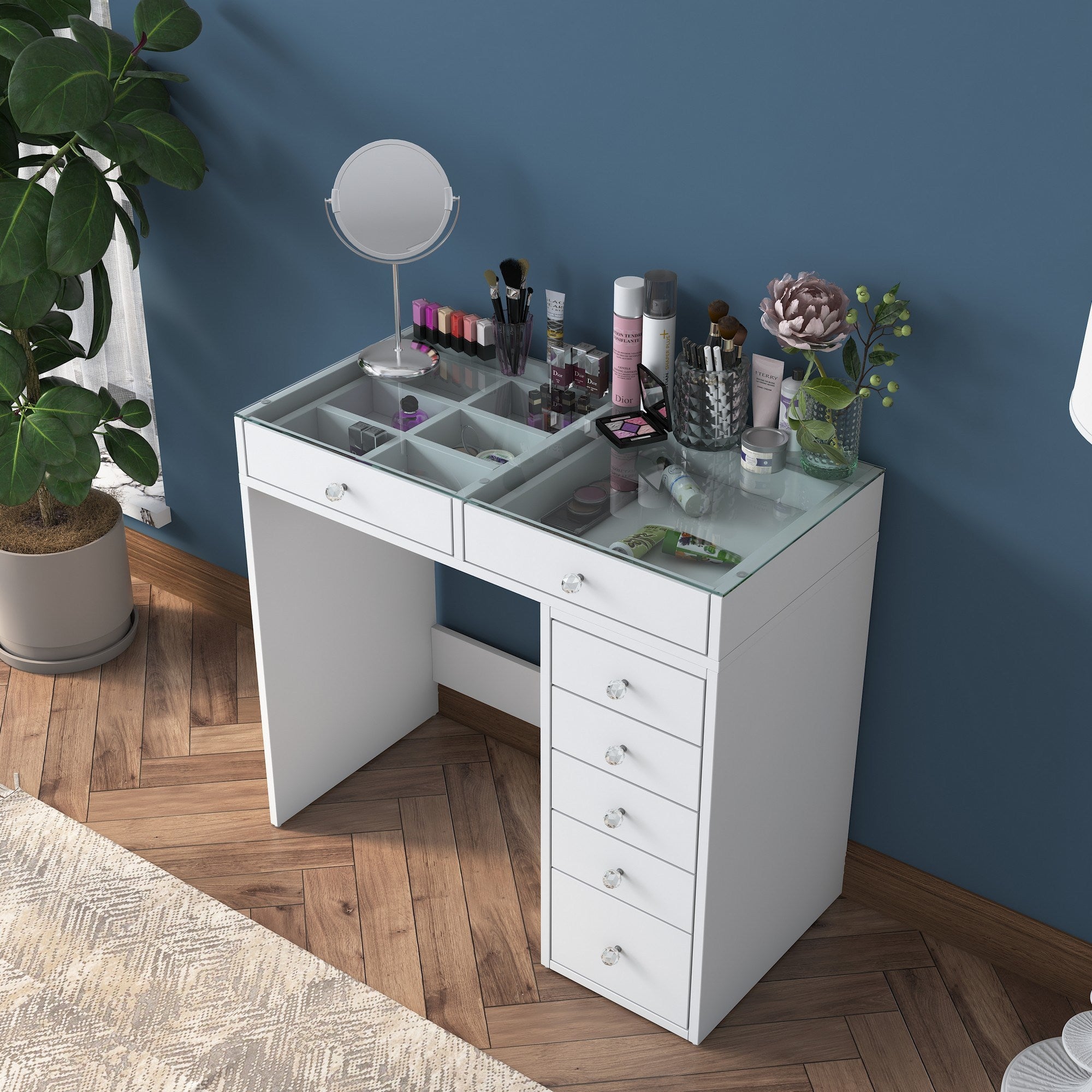 Toucador – 90 x 44,5 x 79,8 cm – Branca – Painel de partículas revestido em melamina