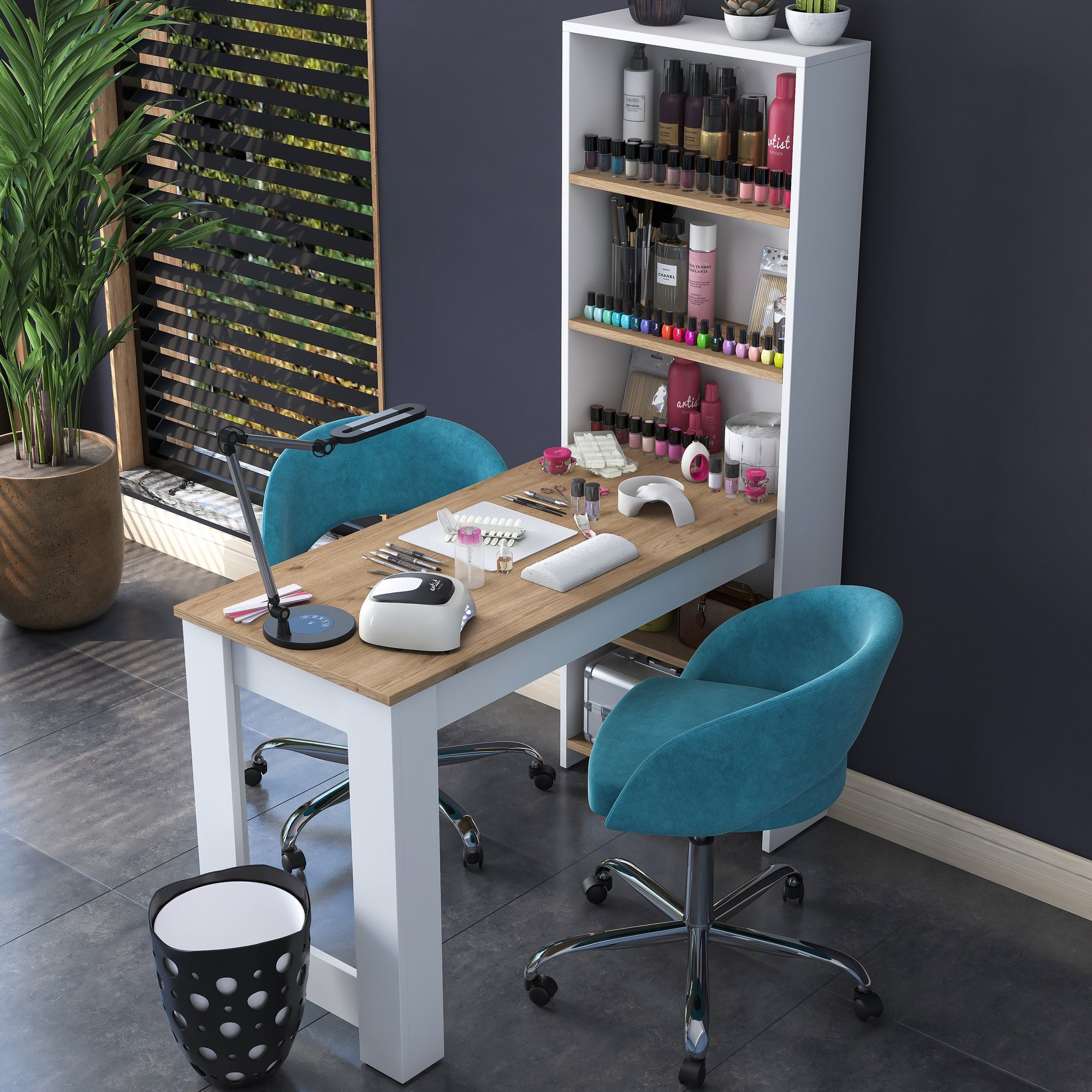 Toucador – 120 x 53,8 x 153,6 cm – Nogueira e Branca – Painel de partículas revestido a melamina