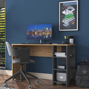 Secretária de Estudo – 120 x 73,8 x 45 cm – Nogueira e Antracite – Painel de Partículas com Revestimento em Melamina