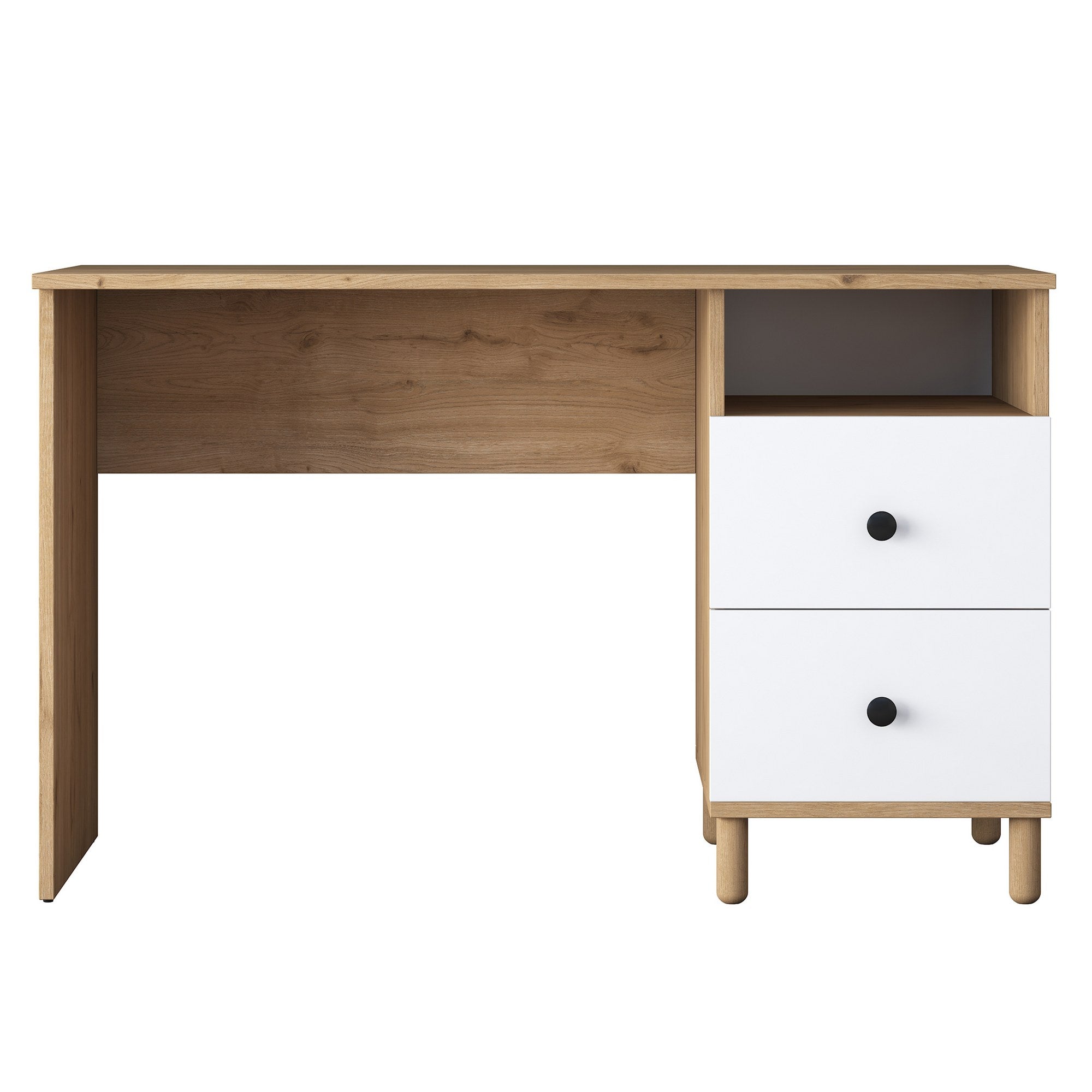 Secretária de Estudo – 120 x 50 x 73,8 cm – Nogueira e Branco – Painéis de Partículas Revestidos a Melamina