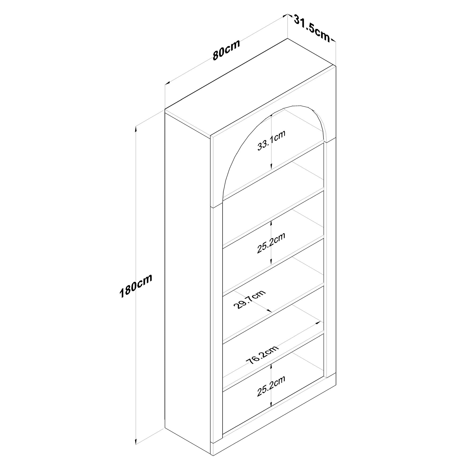 Estante de livros – 80 x 180 x 31,5 cm – Branco – Aglomerado E1 revestido em melamina