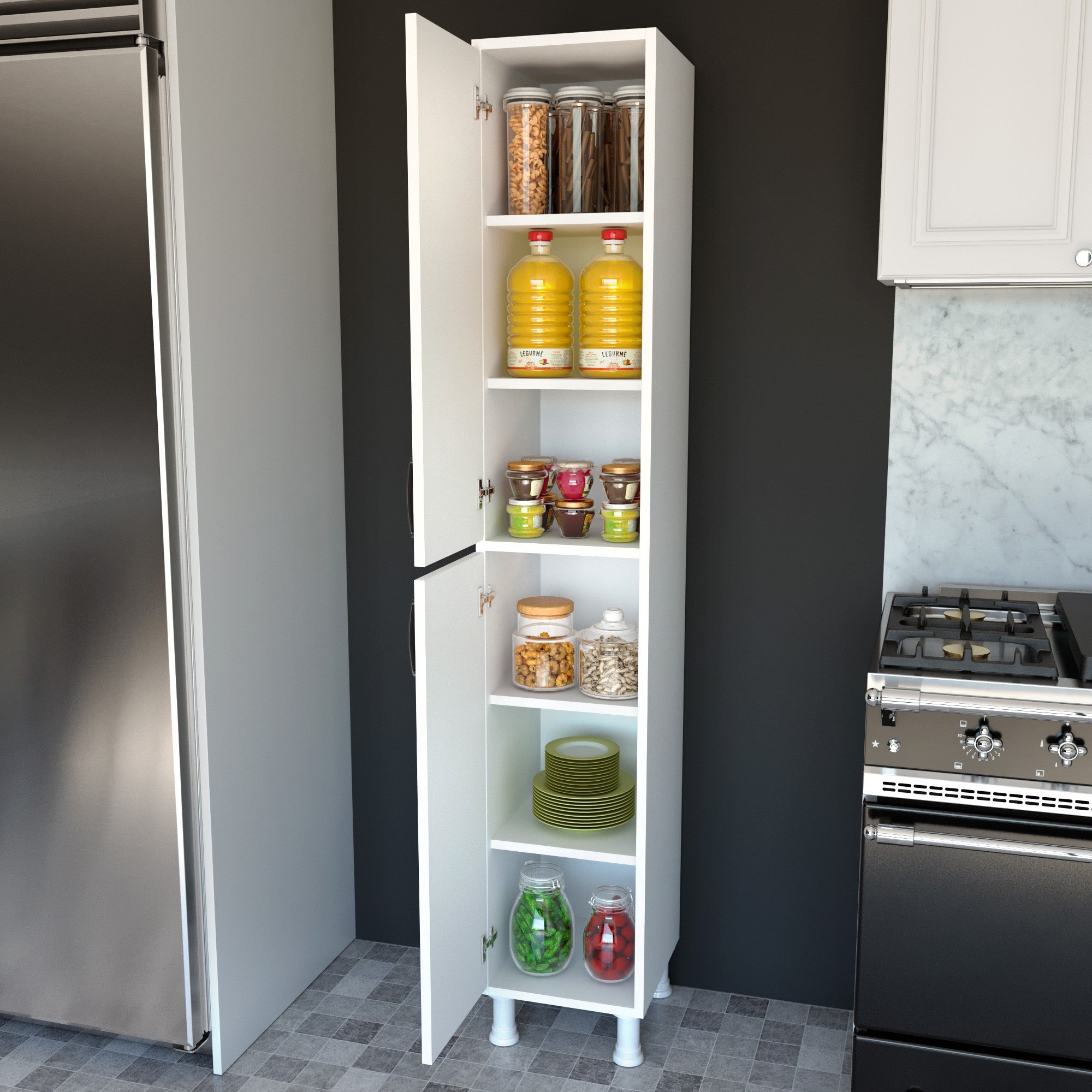 Armário multifuncional – 33,3 x 191 x 35,8 cm – Branco – Painel de partículas