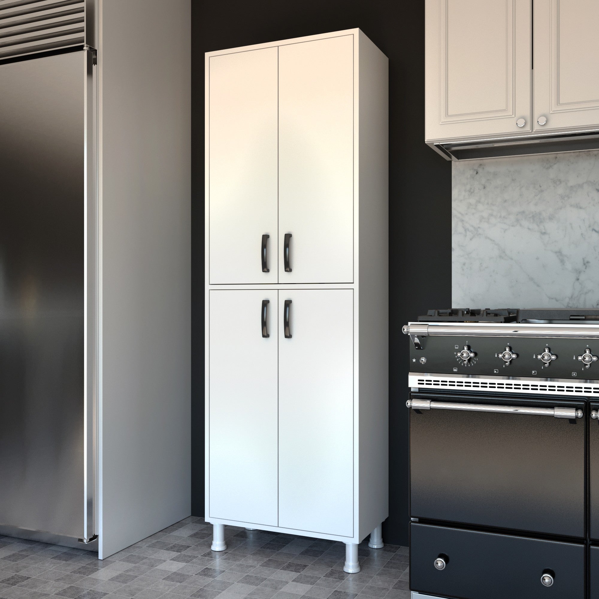 Armário multifuncional – 62,6 x 191 x 35,8 cm – Branco – Painel de partículas revestido em melamina