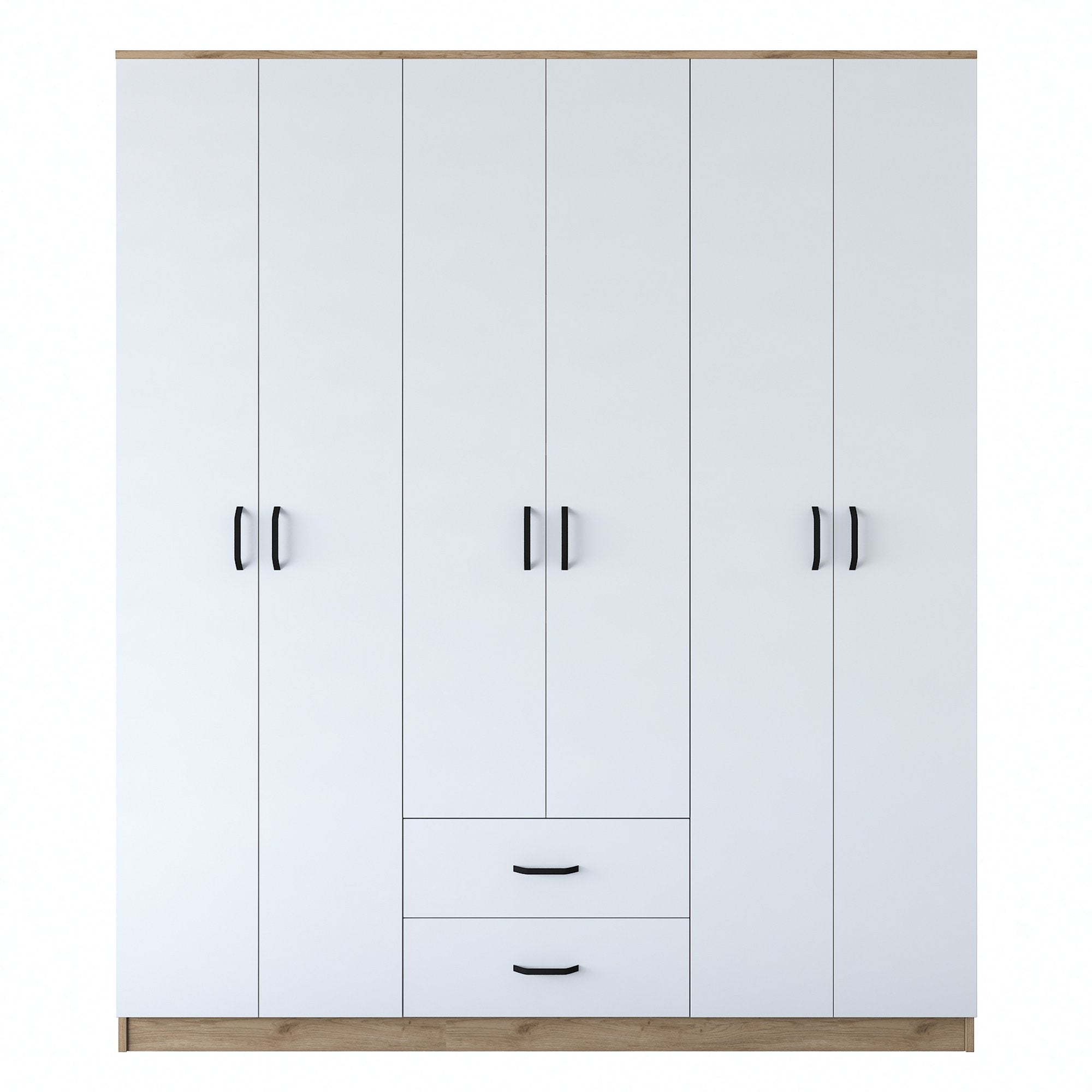 Guarda-roupa elegante – 180 cm x 210 cm x 51,5 cm – Nogueira e Branco – Painel de partículas revestido a melamina