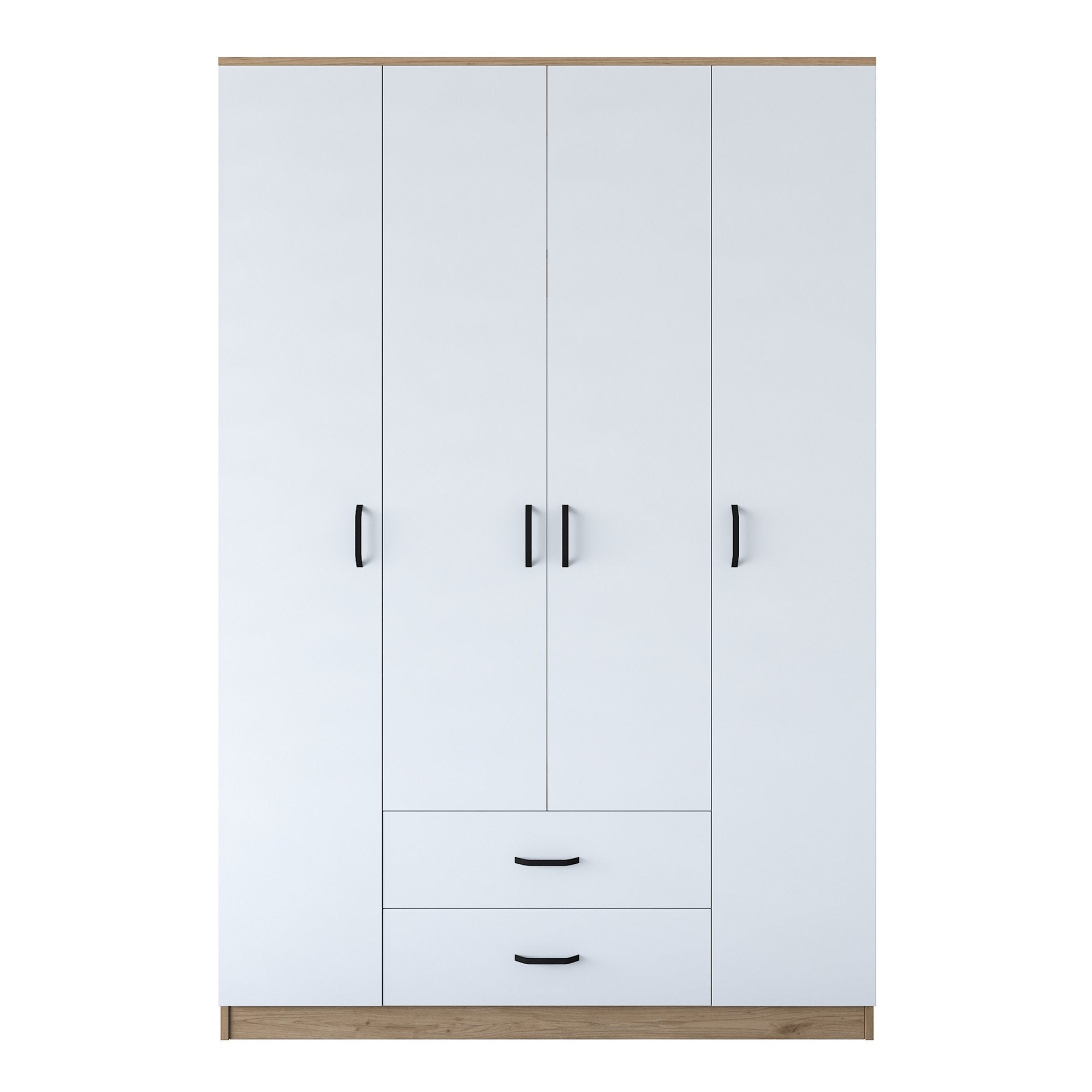 Guarda-roupa elegante – 140 x 210 x 51,5 cm – Nogueira e Branco – Painel de partículas revestido de melamina
