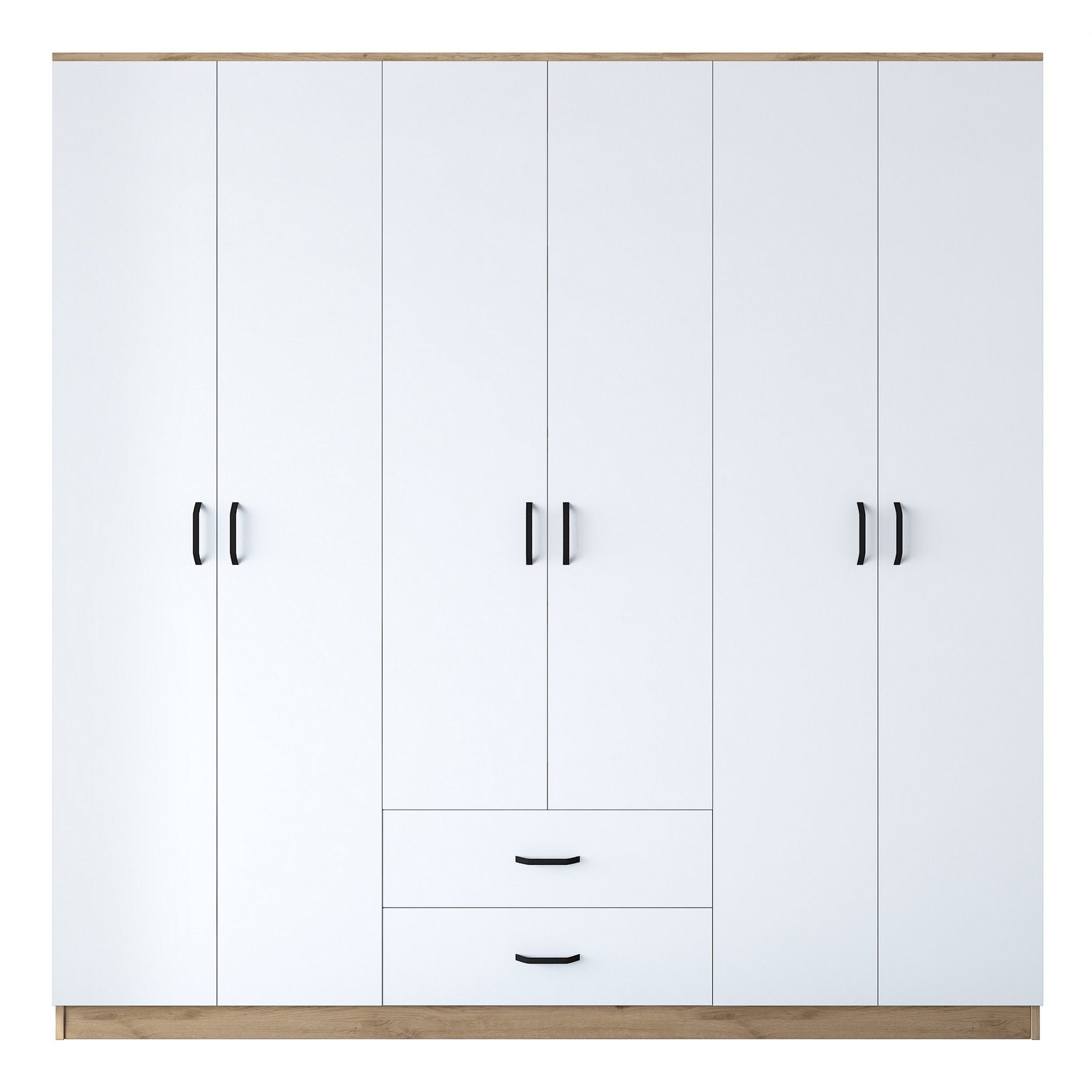 Guarda-roupa – 210 x 210 x 51,5 cm – Nogueira e Branco – Painel de partículas revestido em melamina