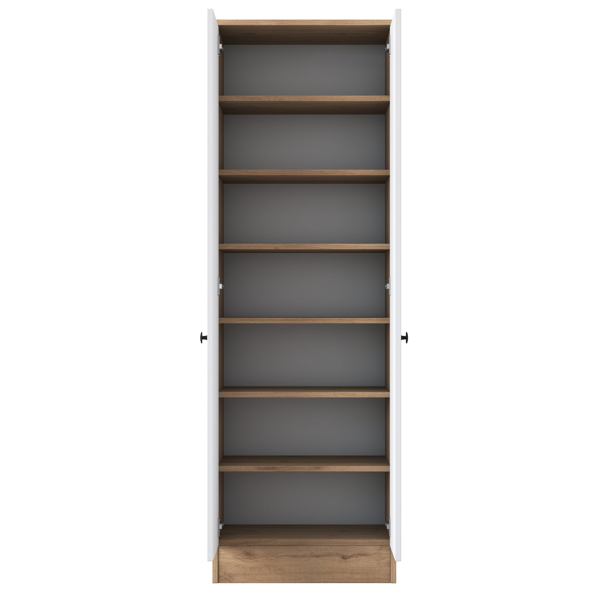 Guarda-roupa escandinavo – 59,8 x 182,8 x 37,5 cm – nogueira e branco – painel de partículas revestido a melamina
