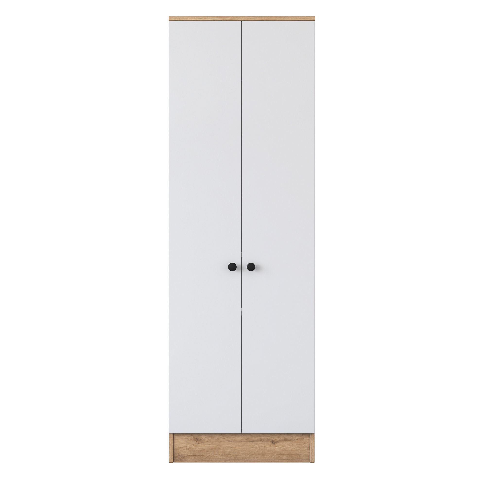 Guarda-roupa escandinavo – 59,8 x 182,8 x 37,5 cm – nogueira e branco – painel de partículas revestido a melamina