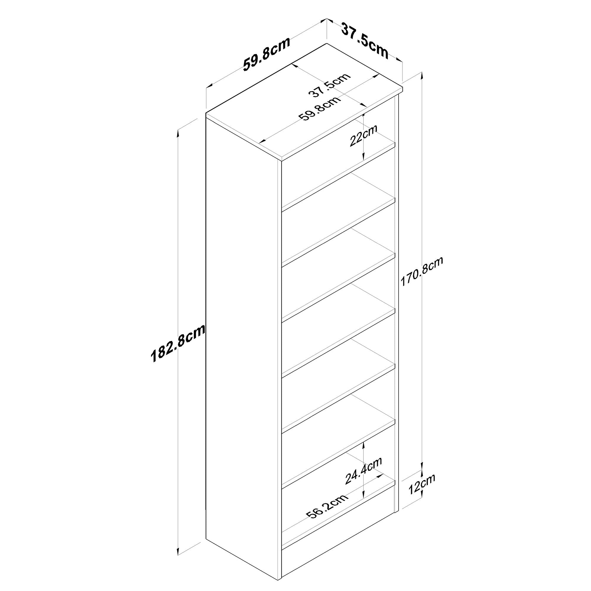 Guarda-roupa escandinavo – 59,8 x 182,8 x 37,5 cm – nogueira e branco – painel de partículas revestido a melamina