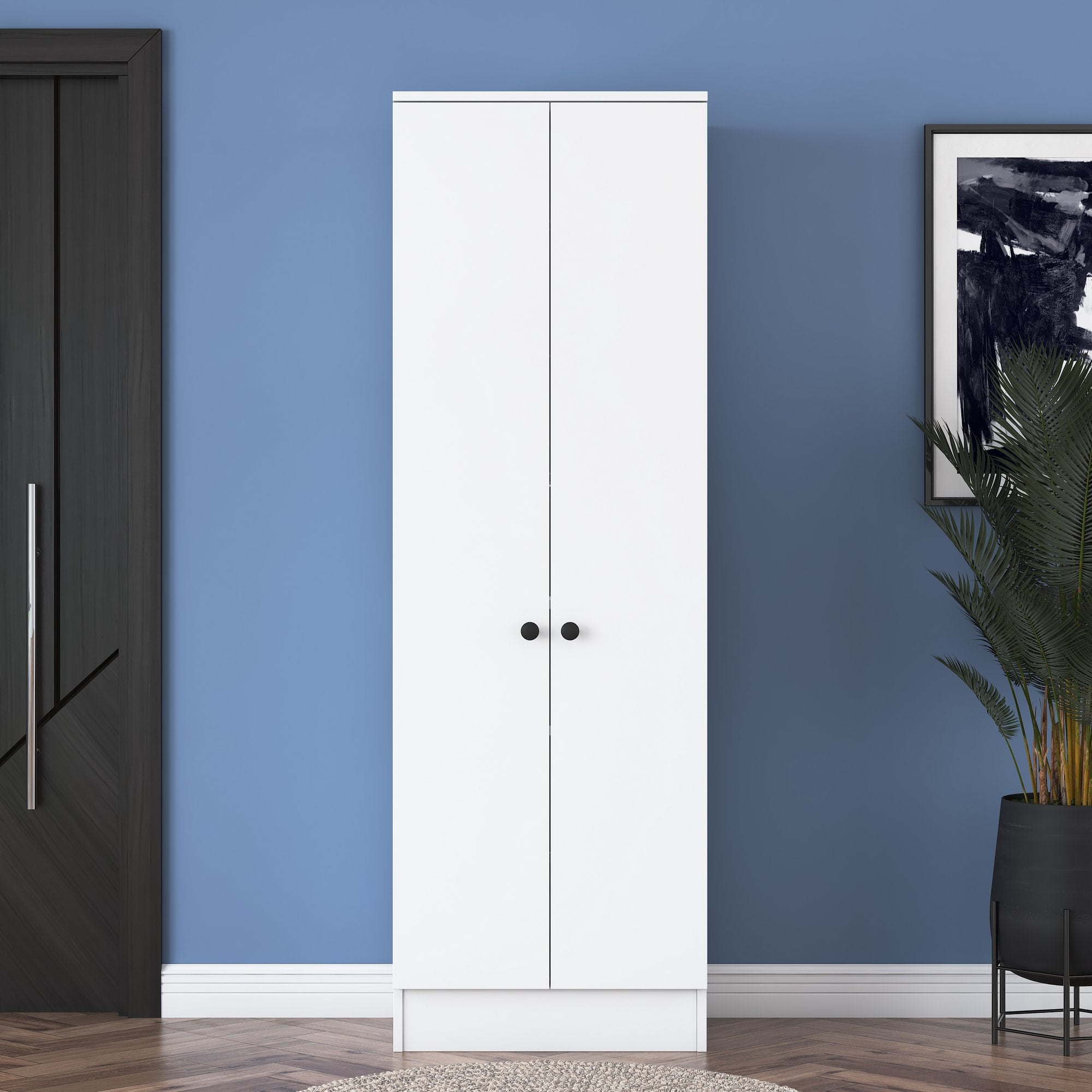 Armário Multiusos Escandinavo – 59,8 x 182,8 x 37,5 cm – Branco – Painel de partículas revestido a melamina