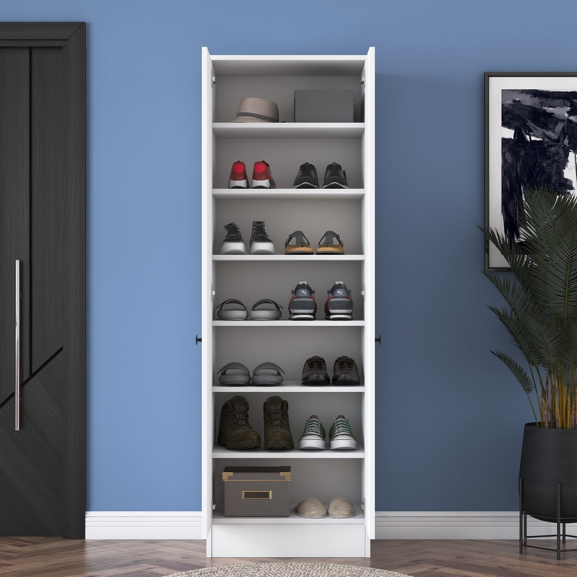 Armário Multiusos Escandinavo – 59,8 x 182,8 x 37,5 cm – Branco – Painel de partículas revestido a melamina