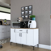 Armário multifuncional versátil – 120 x 78,6 x 40 cm – Branco e nogueira – Aglomerado E1 revestido em melamina