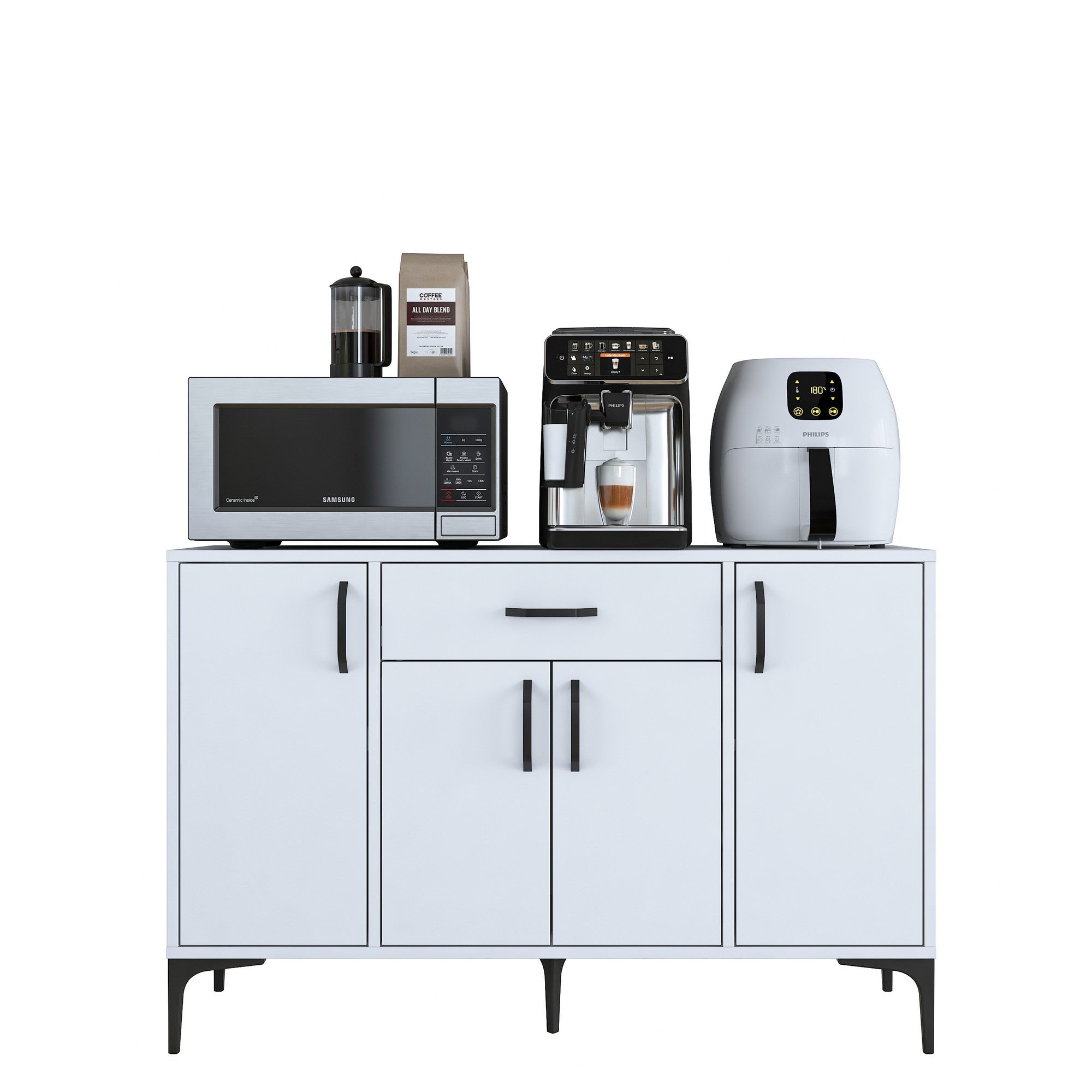 Armário multifuncional – 120 x 78,6 x 40 cm – branco – aglomerado