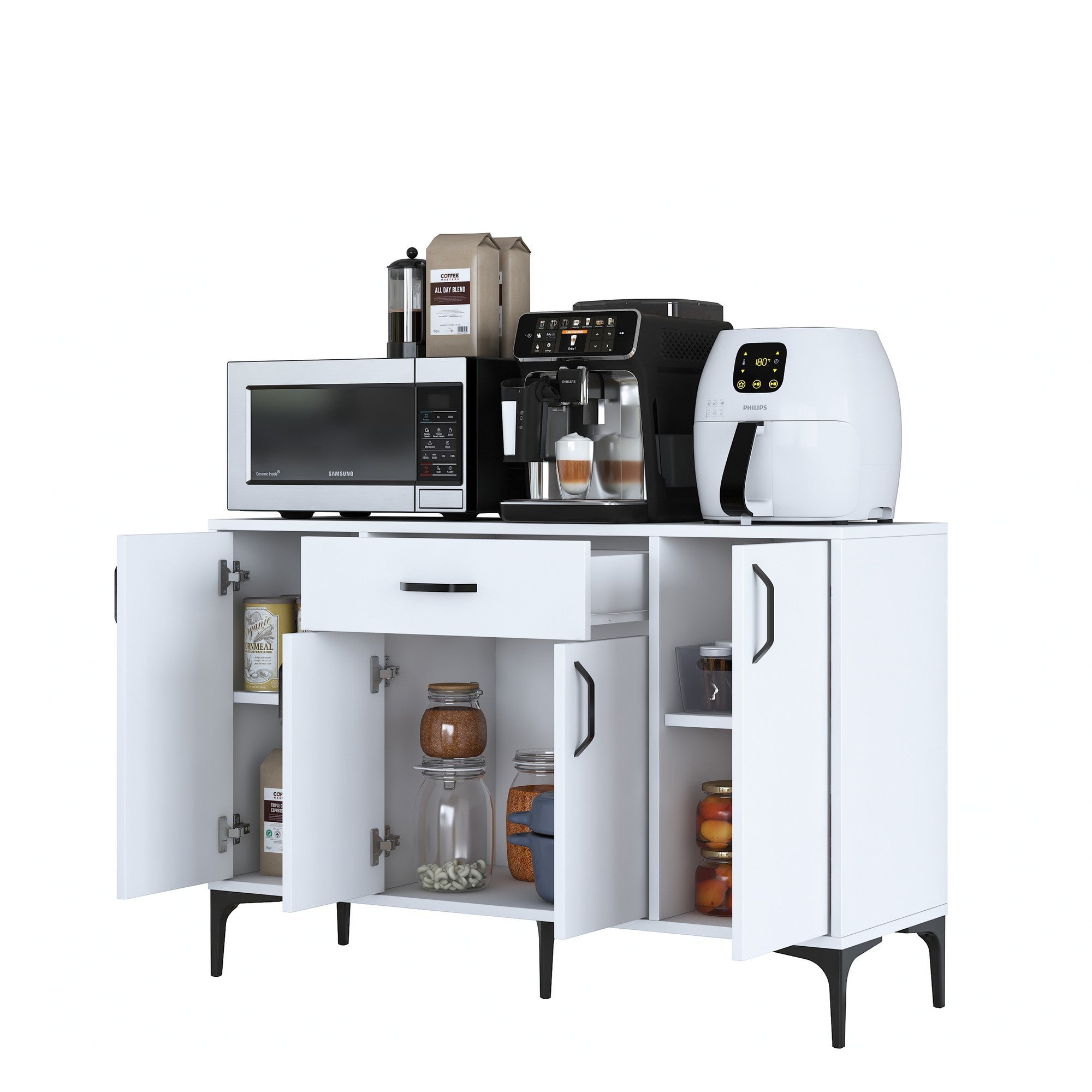 Armário multifuncional – 120 x 78,6 x 40 cm – branco – aglomerado