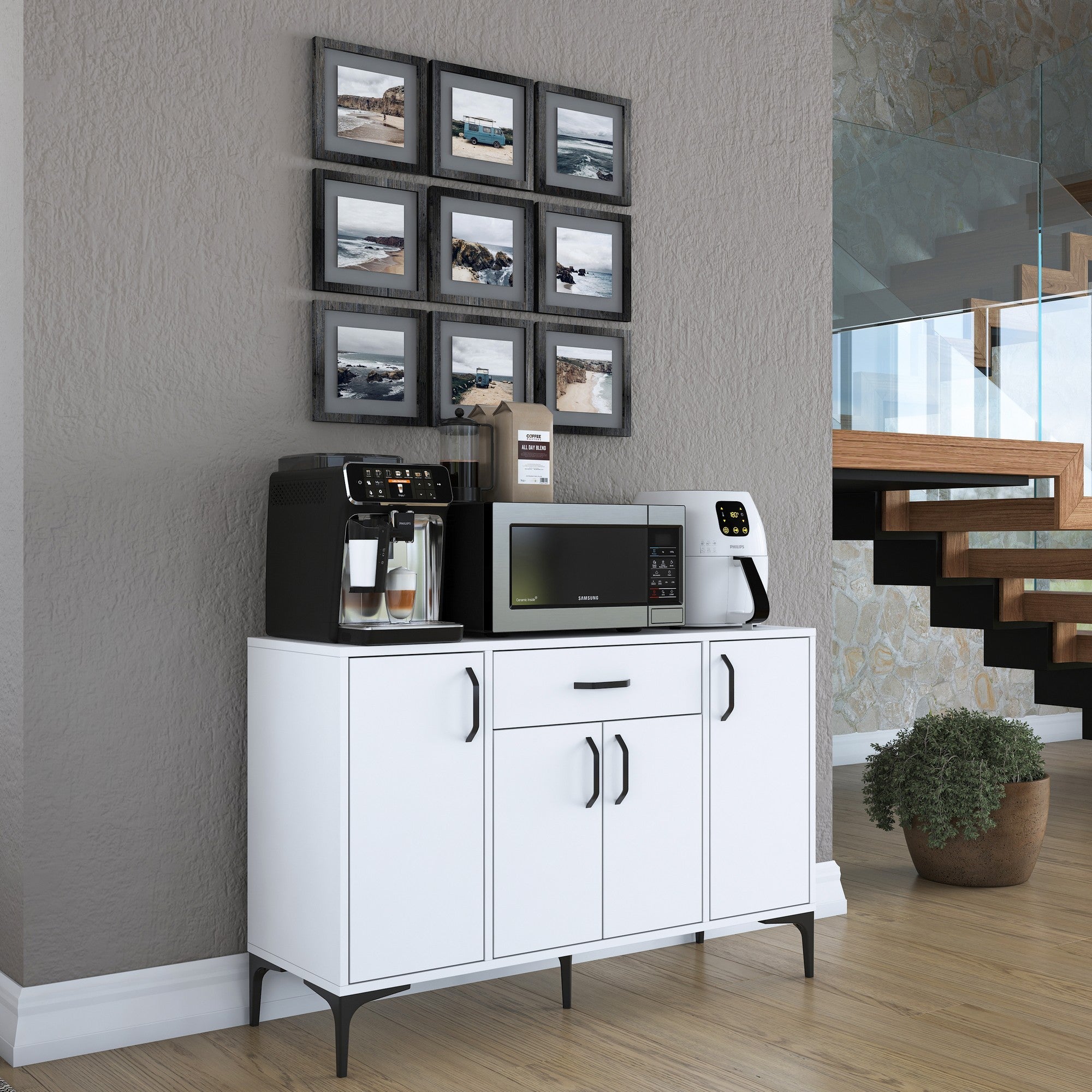 Armário multifuncional – 120 x 78,6 x 40 cm – branco – aglomerado