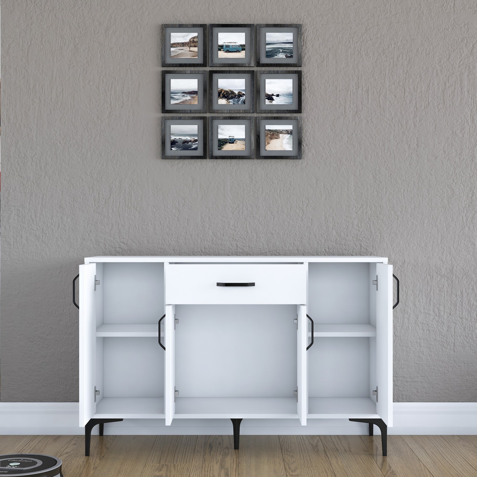 Armário multifuncional – 120 x 78,6 x 40 cm – branco – aglomerado