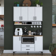 Armário multiuso – 120 x 198,6 x 38 cm – Branco e nogueira – Aglomerado E1 100% revestido em melamina