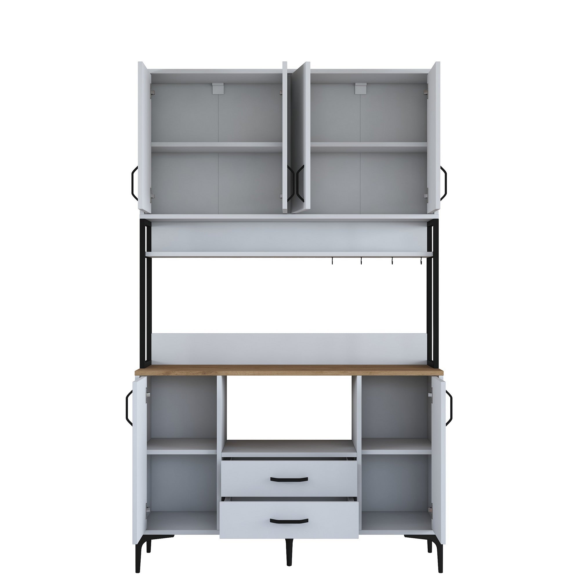 Armário multiuso – 120 x 198,6 x 38 cm – Branco e nogueira – Aglomerado E1 100% revestido em melamina