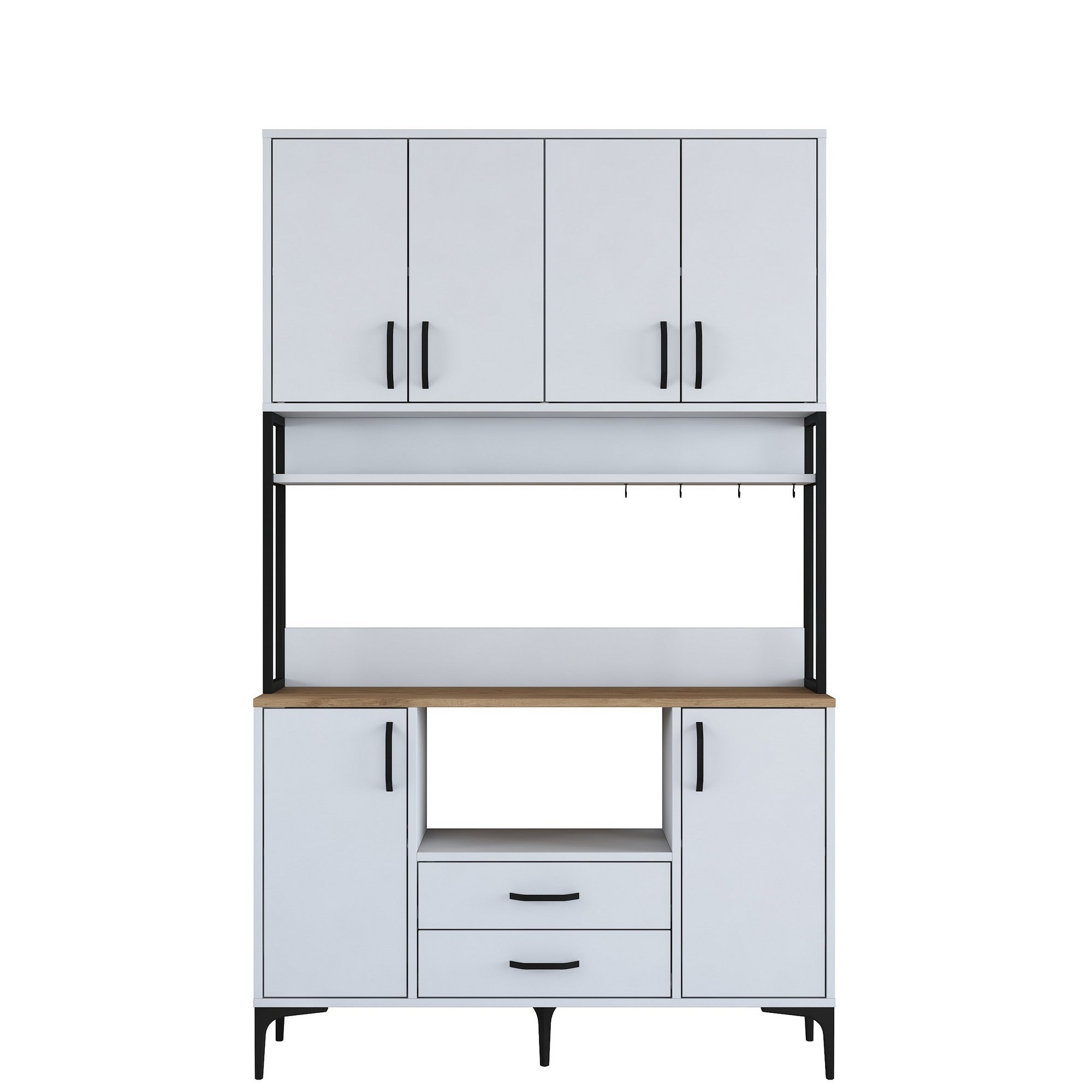 Armário multiuso – 120 x 198,6 x 38 cm – Branco e nogueira – Aglomerado E1 100% revestido em melamina