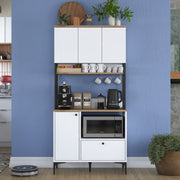 Armário multiuso – 90 x 38 x 184,2 cm – Branco e Nogueira – Aglomerado E1