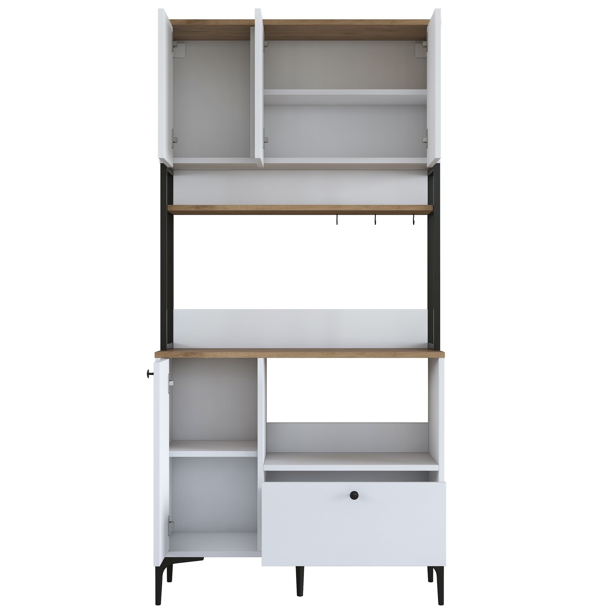 Armário multiuso – 90 x 38 x 184,2 cm – Branco e Nogueira – Aglomerado E1