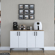 Armário multifuncional – 120 x 78,6 x 40 cm – Branco e nogueira – Aglomerado E1 revestido em melamina