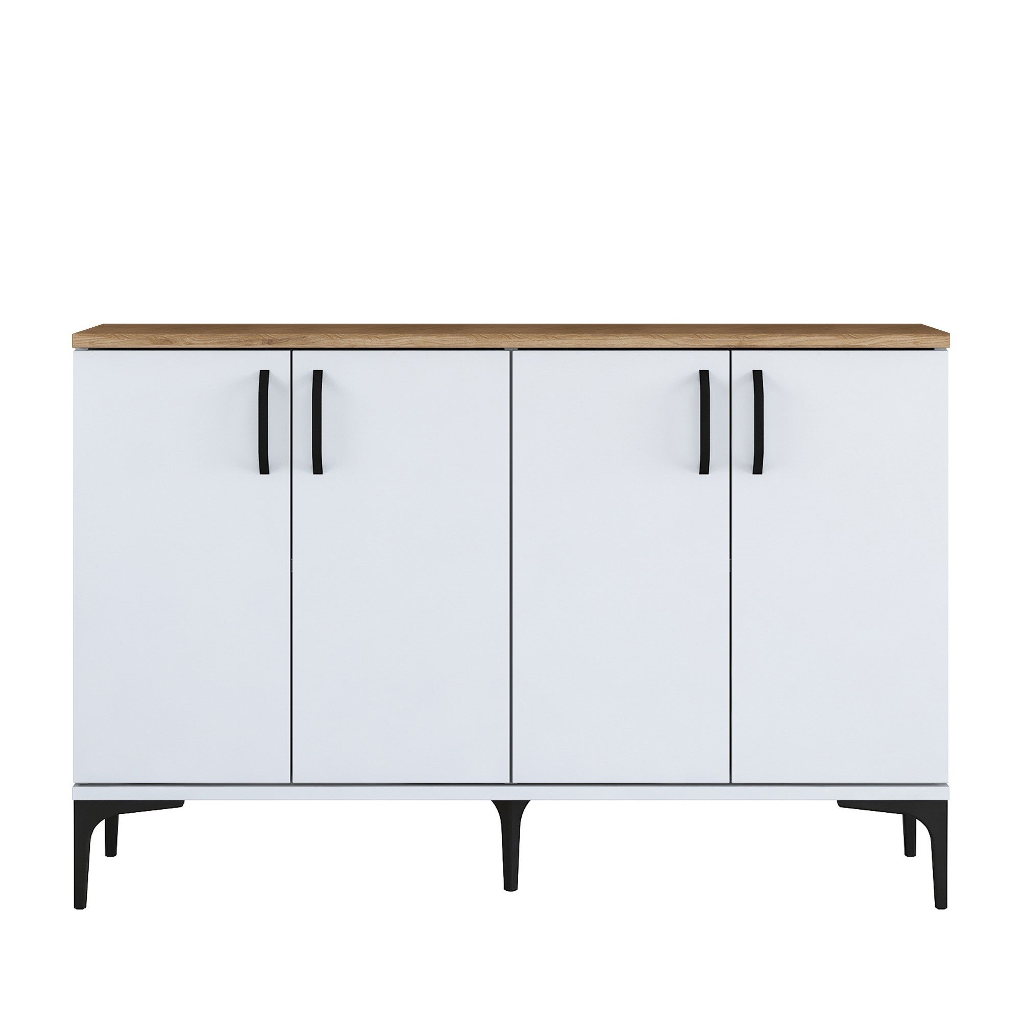 Armário multifuncional – 120 x 78,6 x 40 cm – Branco e nogueira – Aglomerado E1 revestido em melamina