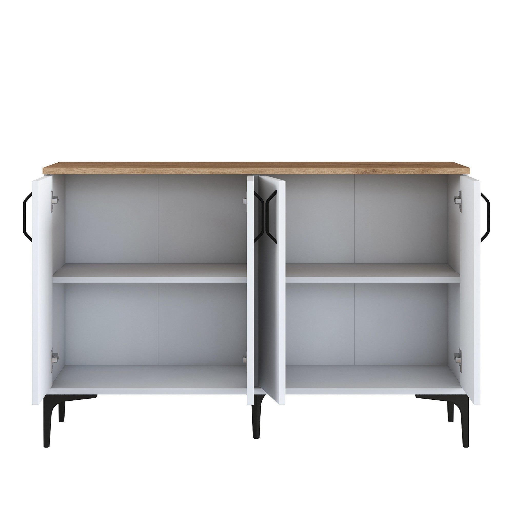 Armário multifuncional – 120 x 78,6 x 40 cm – Branco e nogueira – Aglomerado E1 revestido em melamina