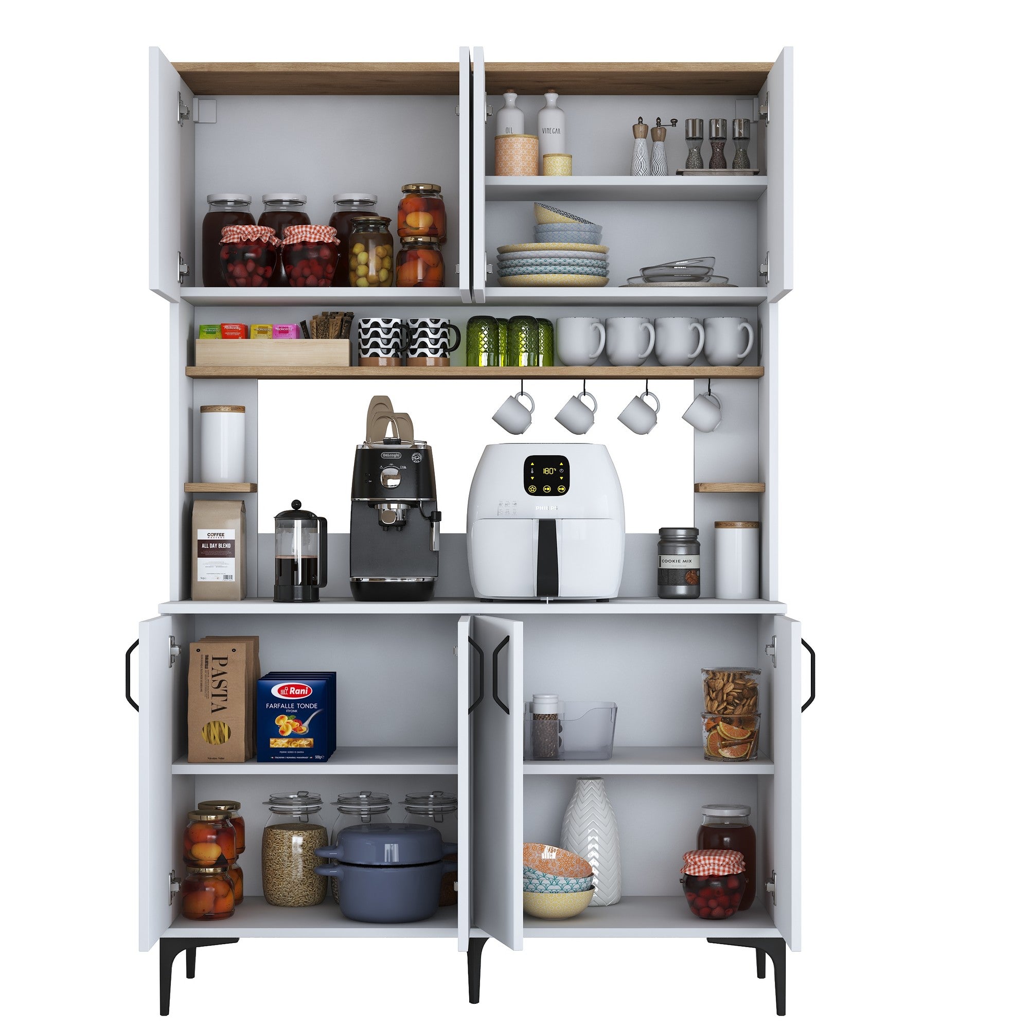 Armário multiuso – 120 x 40 x 187,2 cm – Branco e Nogueira – Aglomerado E1