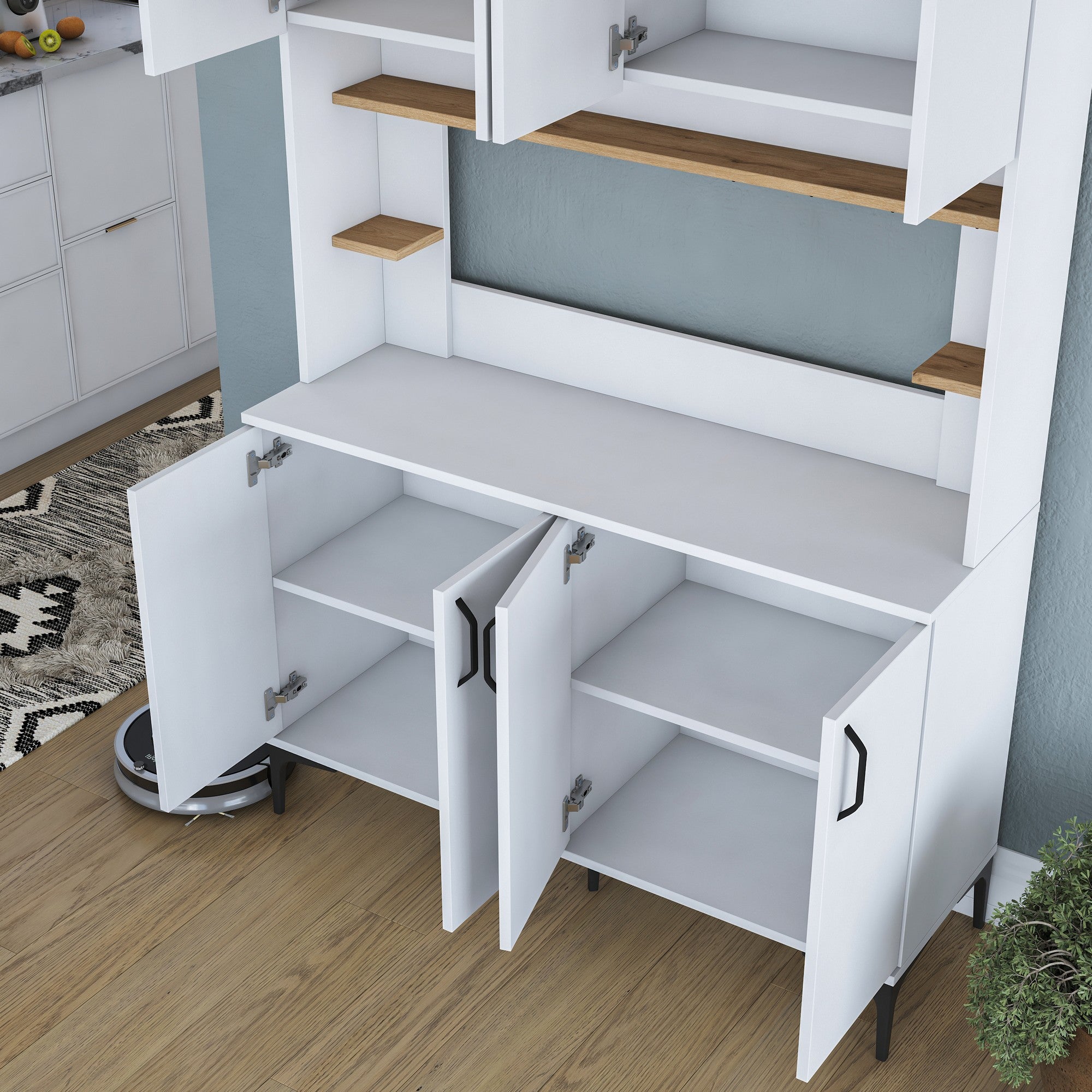 Armário multiuso – 120 x 40 x 187,2 cm – Branco e Nogueira – Aglomerado E1