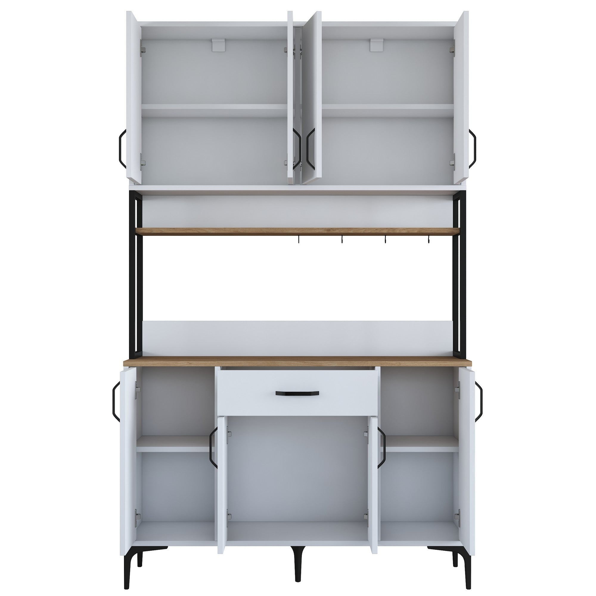 Armário Multiuso – 120 cm x 198,6 cm x 40 cm – Nogueira e branca – Aglomerado com melamina