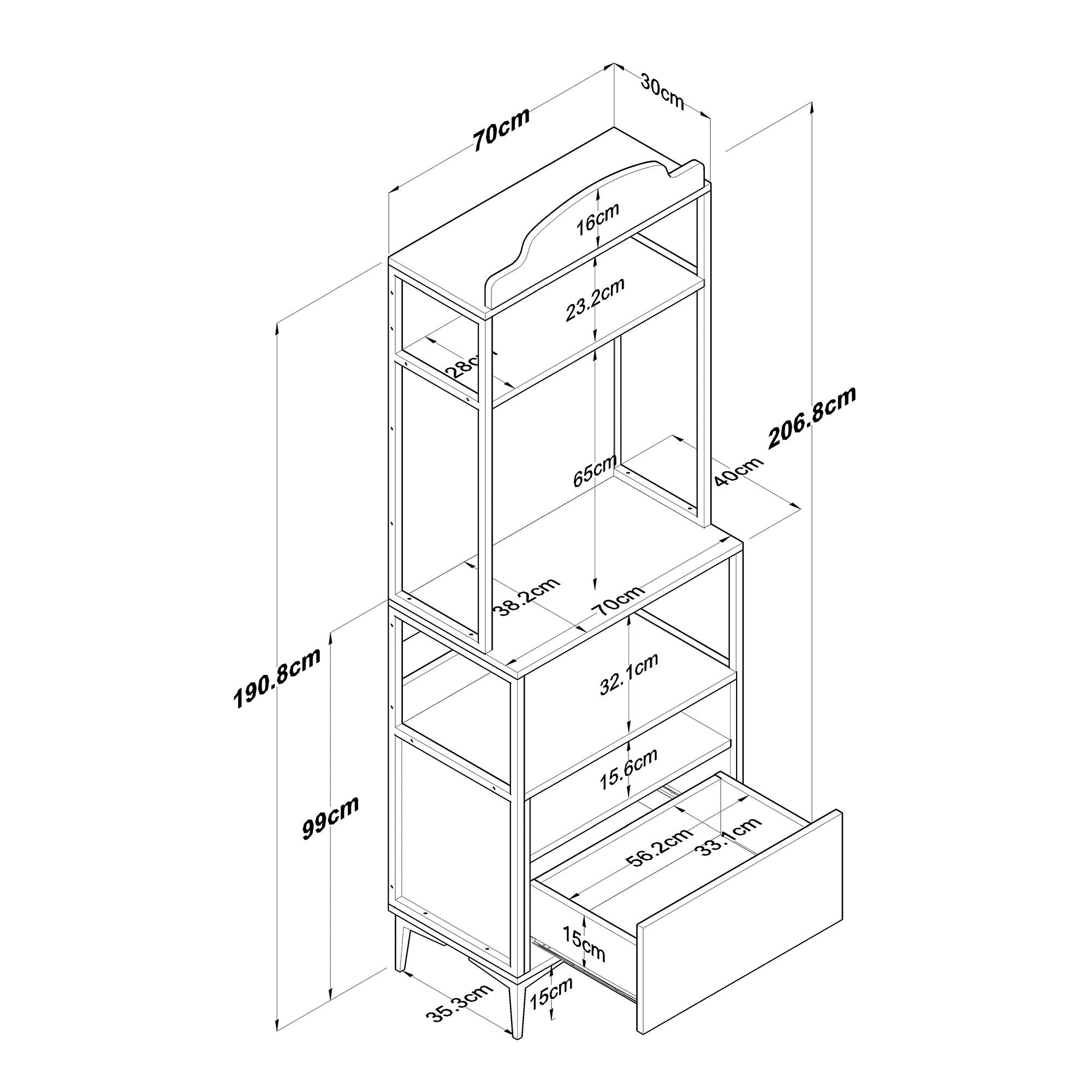 Armário Multiuso – 70 cm x 206,8 cm x 40 cm – Nogueira – MDF