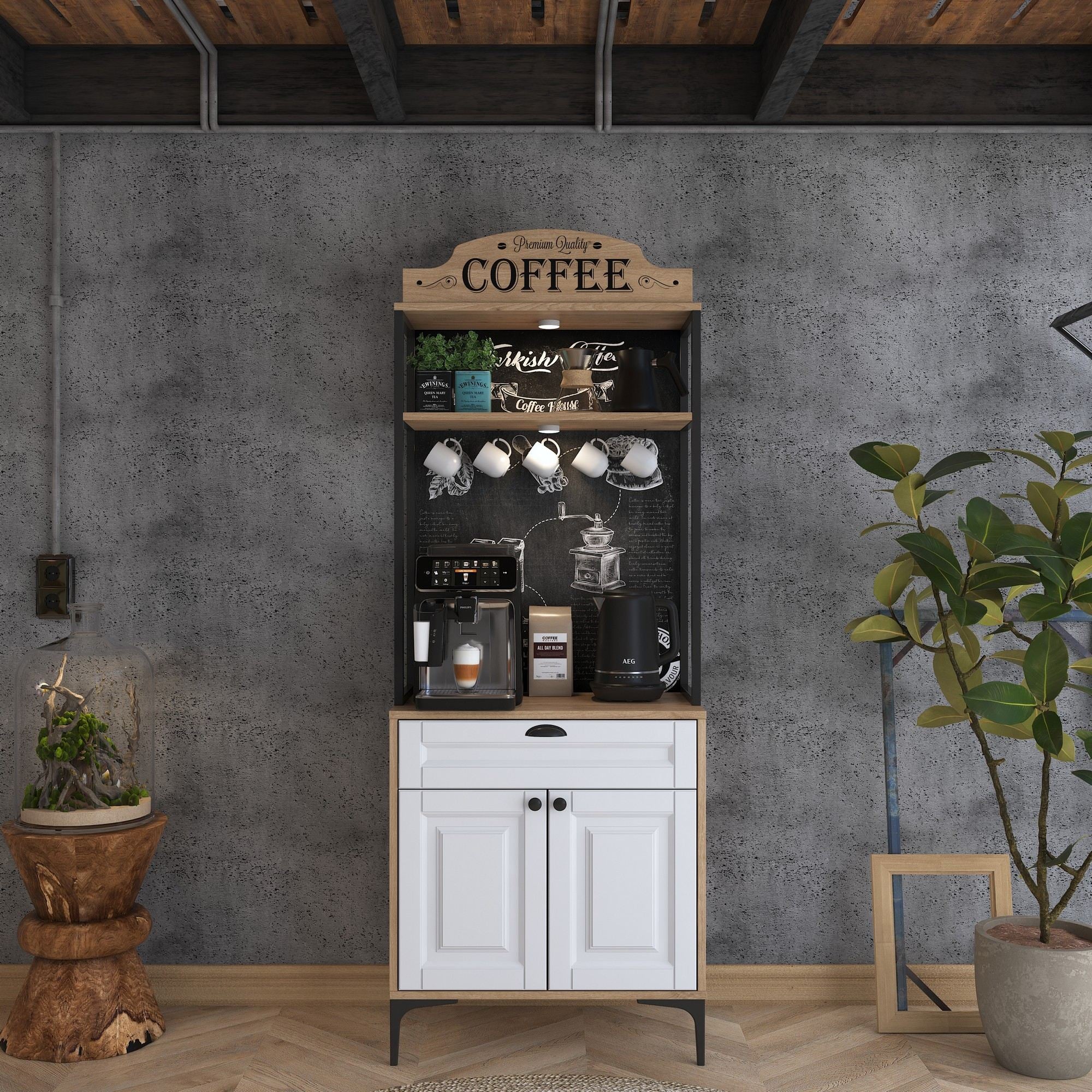 Armário Multiuso – 70 cm x 186,4 cm x 40 cm – Nogueira e Branca – Aglomerado