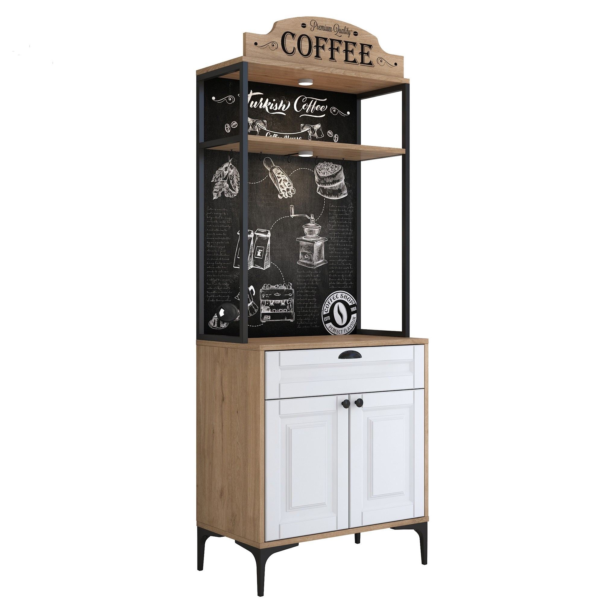 Armário Multiuso – 70 cm x 186,4 cm x 40 cm – Nogueira e Branca – Aglomerado